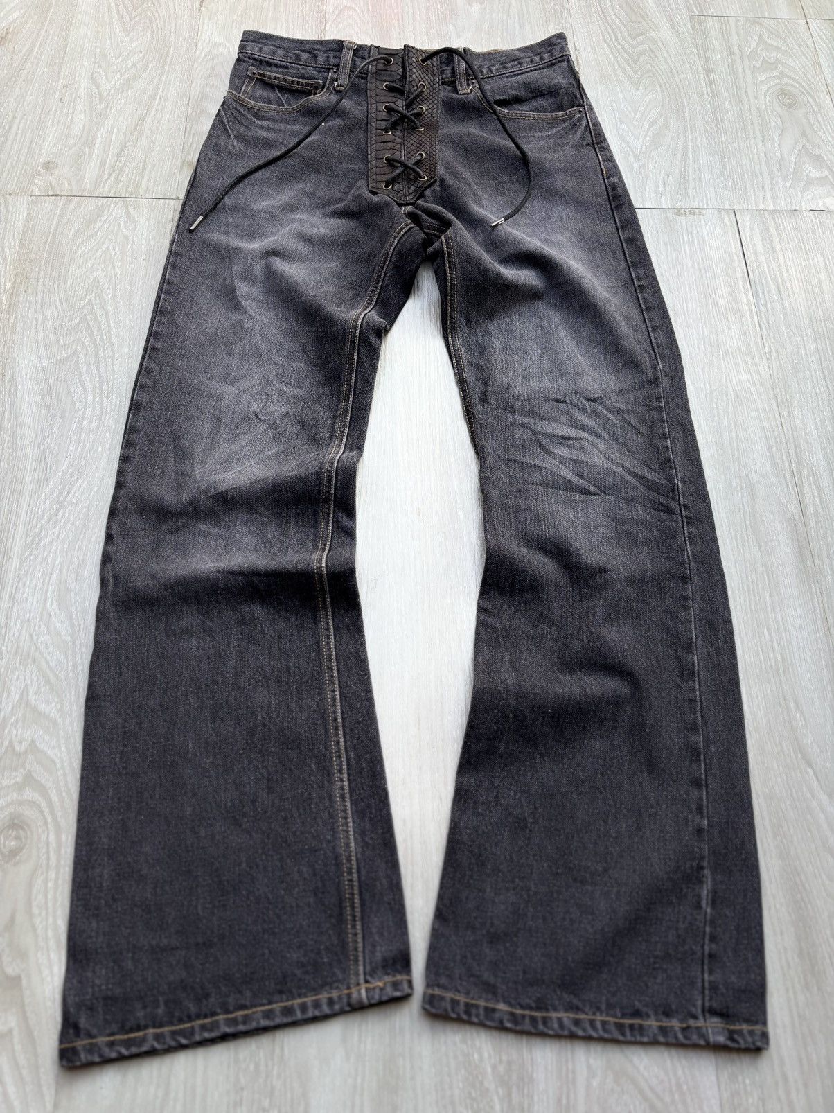 Kansai Yamamoto KANSAI YAMAMOTO lace-up flare jeans Size US 30 / EU 46 - 1 Thumbnail