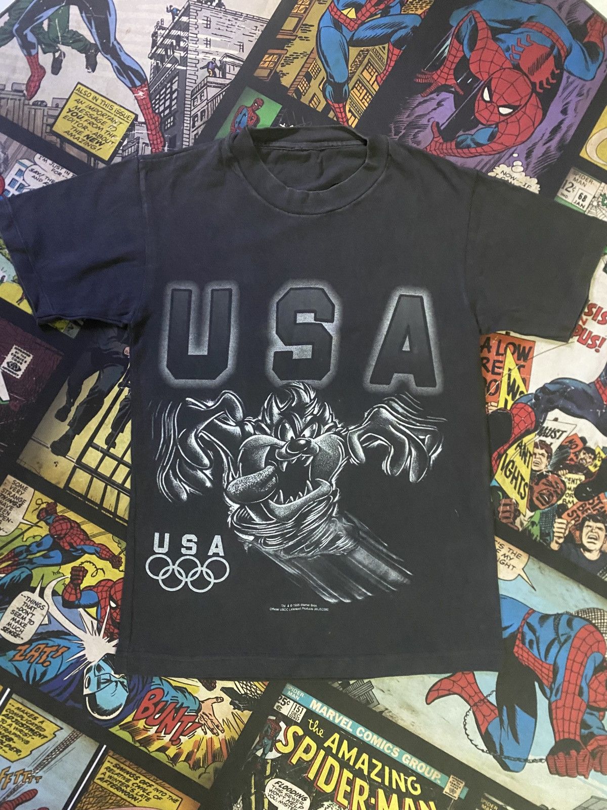 Warner Bros Vintage 90s Men's Taz USA Shirt Olympics Size US XS / EU 42 / 0 - 1 Thumbnail