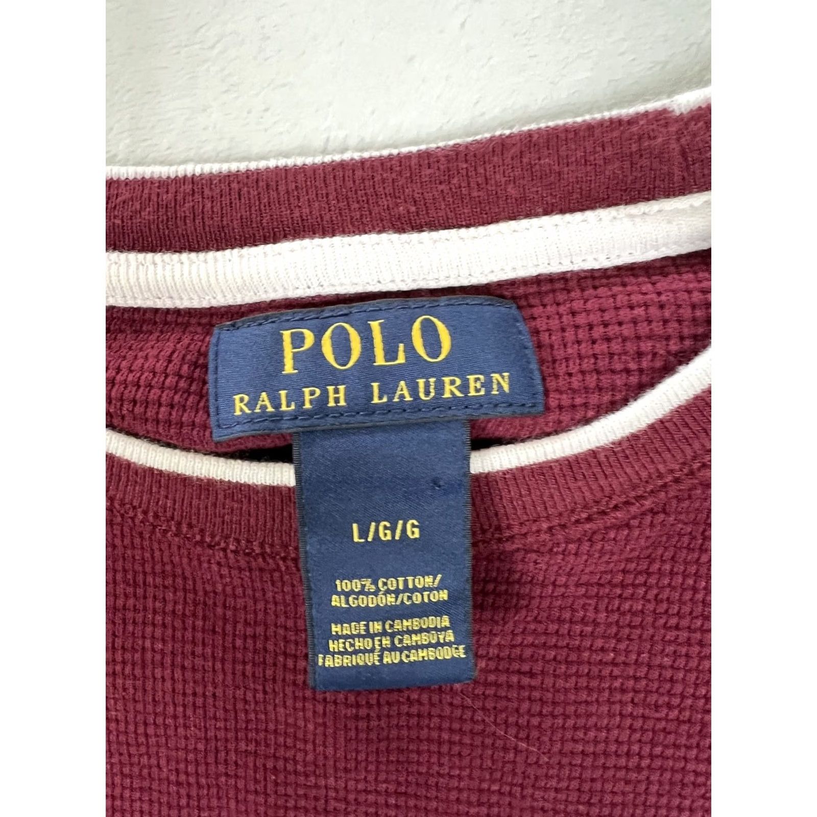 Polo Ralph Lauren Polo Ralph Lauren Thermal Sweater Mens Large Red Crew Neck Waffle Pony Logo Shirt Size US L / EU 52-54 / 3 - 3 Thumbnail