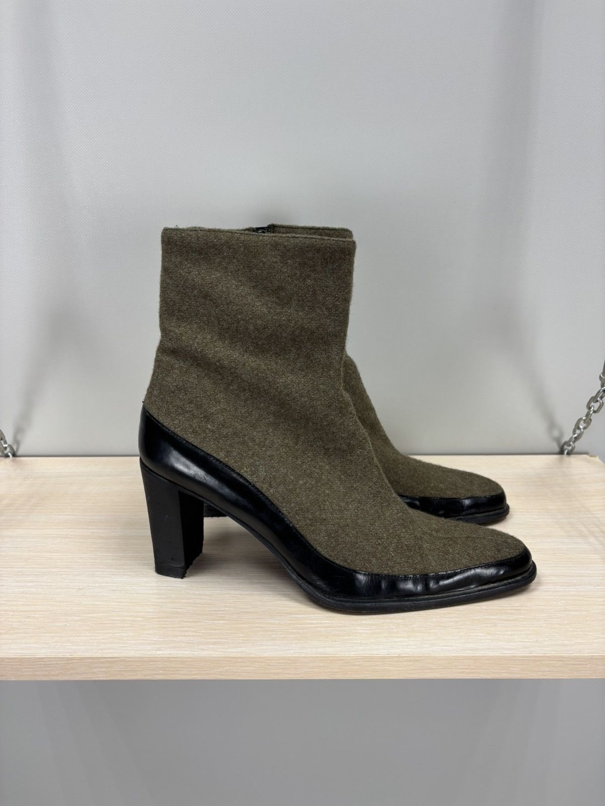 Jil Sander Womens wool heels Jil Sander Size 38 1/2 Color Green/Black Size US 8.5 / IT 38.5 - 7 Thumbnail