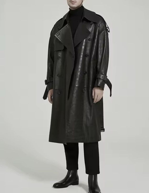 Other Designer PU Leather Casual Trench Midi Coat With Belt Size US L / EU 52-54 / 3 - 2 Thumbnail