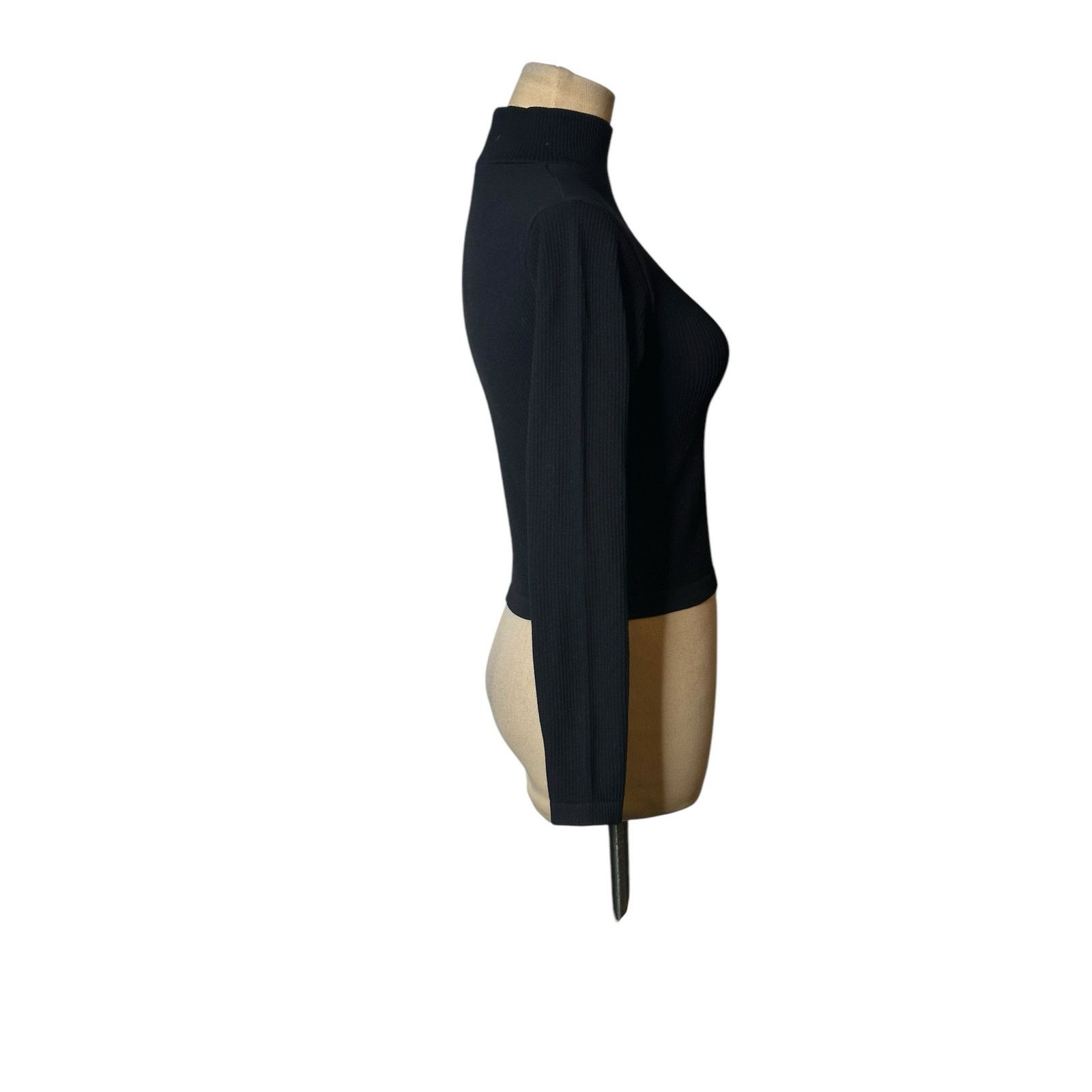 Zara Zara black long sleeves ribbed fitted high neck top size XS Size XS / US 0-2 / IT 36-38 - 10 Thumbnail