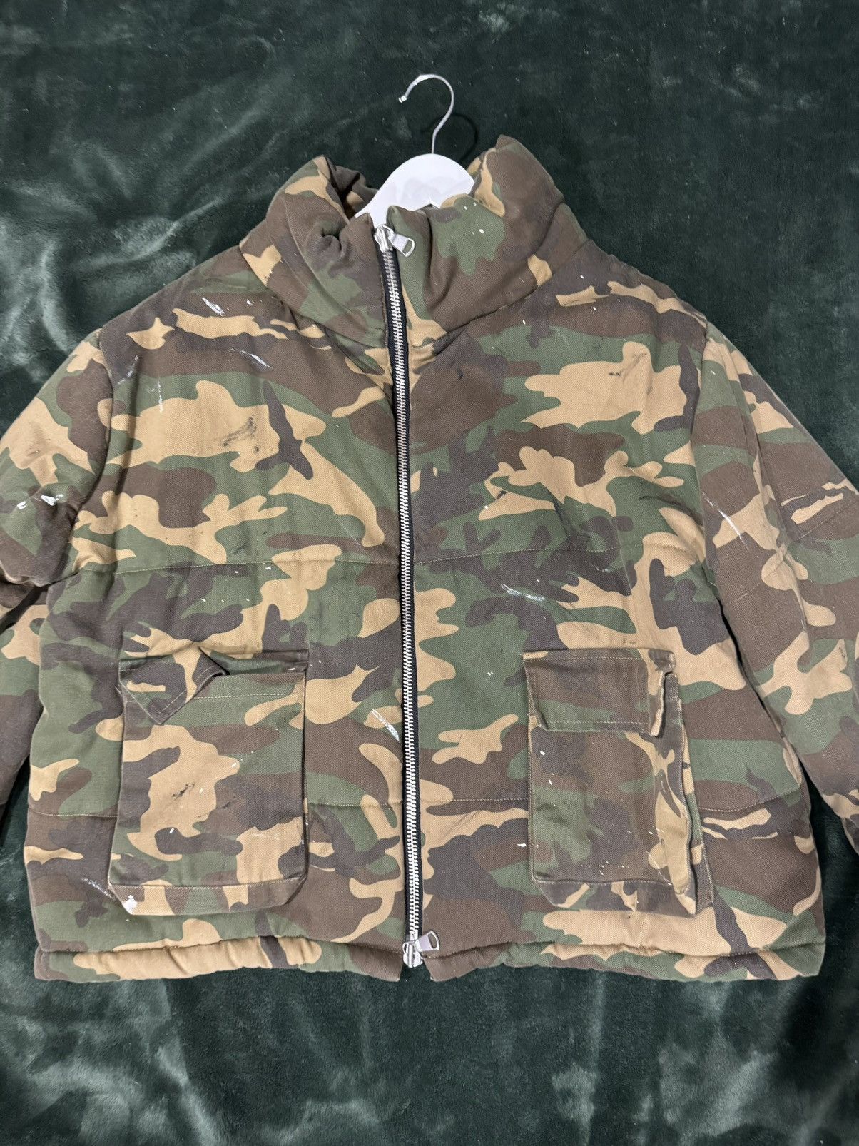 Mnml camo puffer zip up jacket