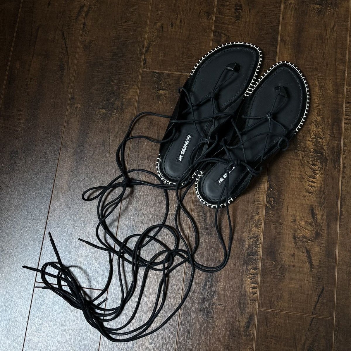 Ann Demeulemeester Ann demeulemeester lace up t-strap sandal Size US 12 / EU 45 - 1 Thumbnail