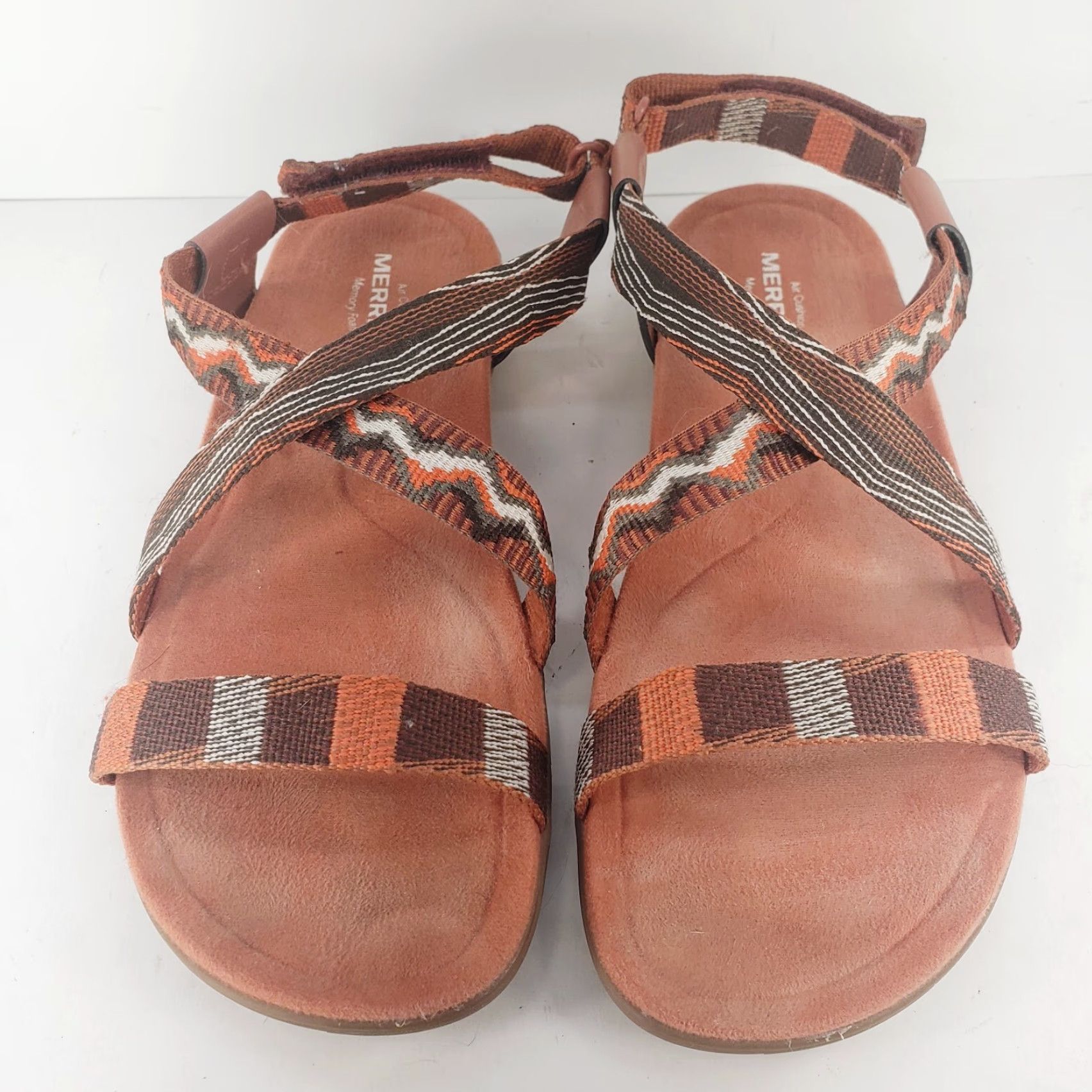 Merrell Merrell Womens Sandals Orange Strappy Comfort Arch Support Muri Redwood District Geometric Outdoor Fabric Slip-on Adjustable Hook & Eye Adults Womens Size US 9 / IT 39 - 3 Thumbnail