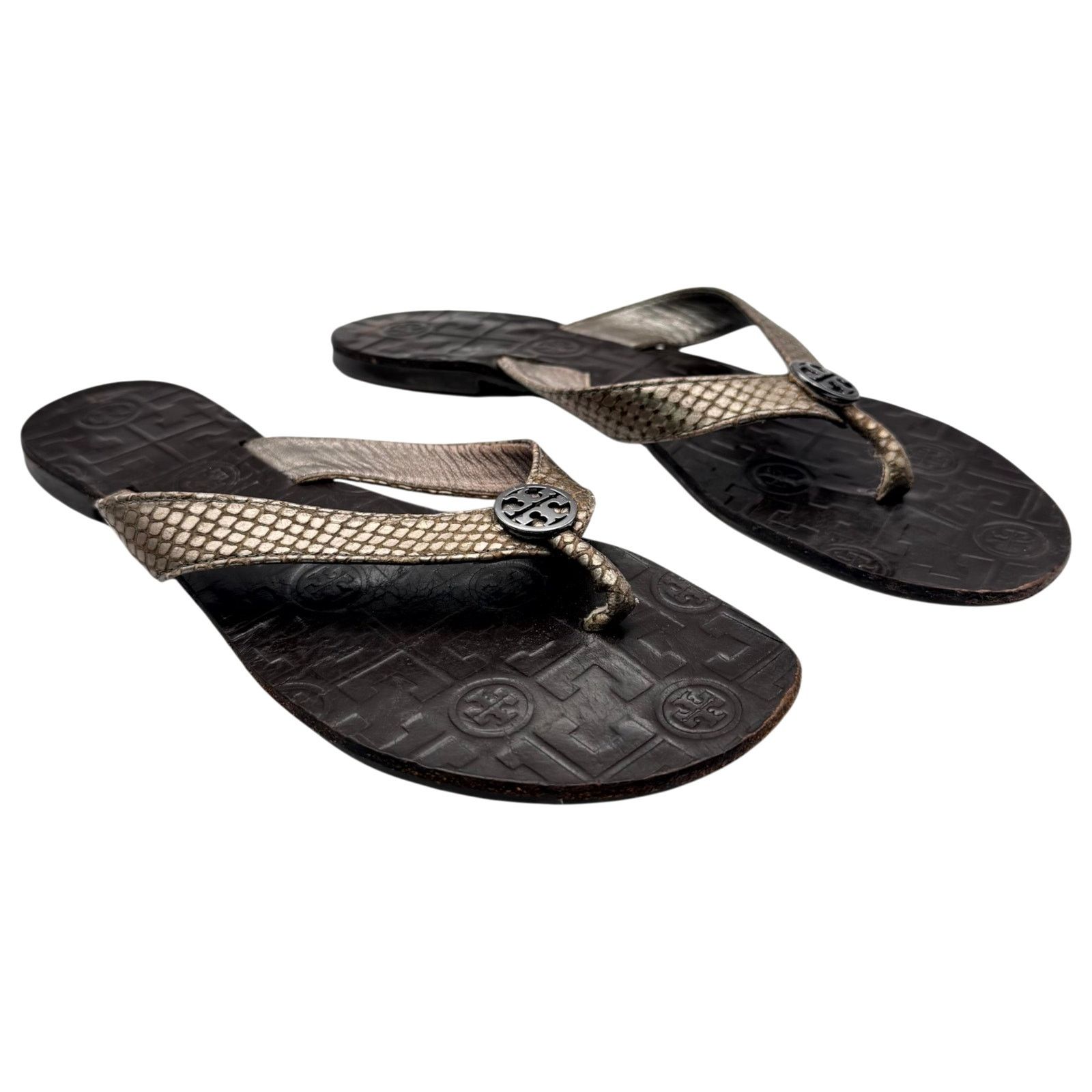 Tory Burch Tory Burch Thora Sandal Flip Flop Thong Snake Quiet Luxury Size US 8 / IT 38 - 1 Thumbnail