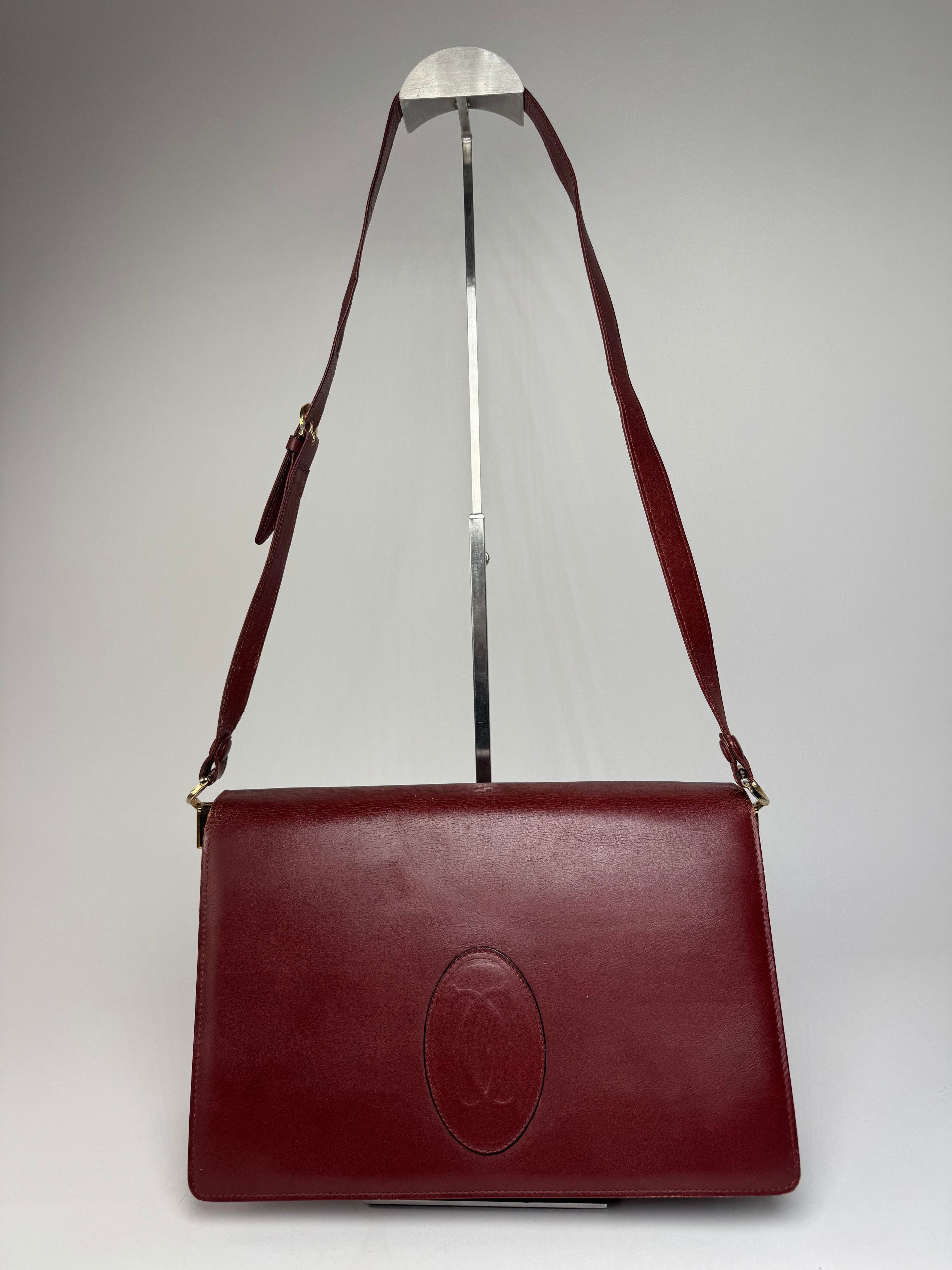 Cartier Vintage Leather Shoulder Bag burgundy Size ONE SIZE - 1 Thumbnail