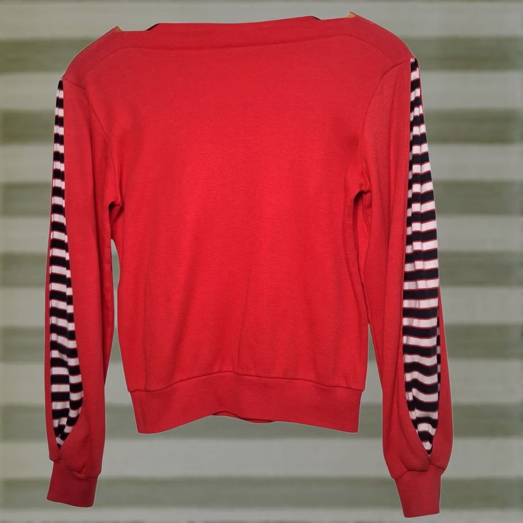 Etro VINTAGE 1980s Shirt Women Small Knit Red Black Stripe Long Sleeve Retro READ Size S / US 4 / IT 40 - 1 Thumbnail