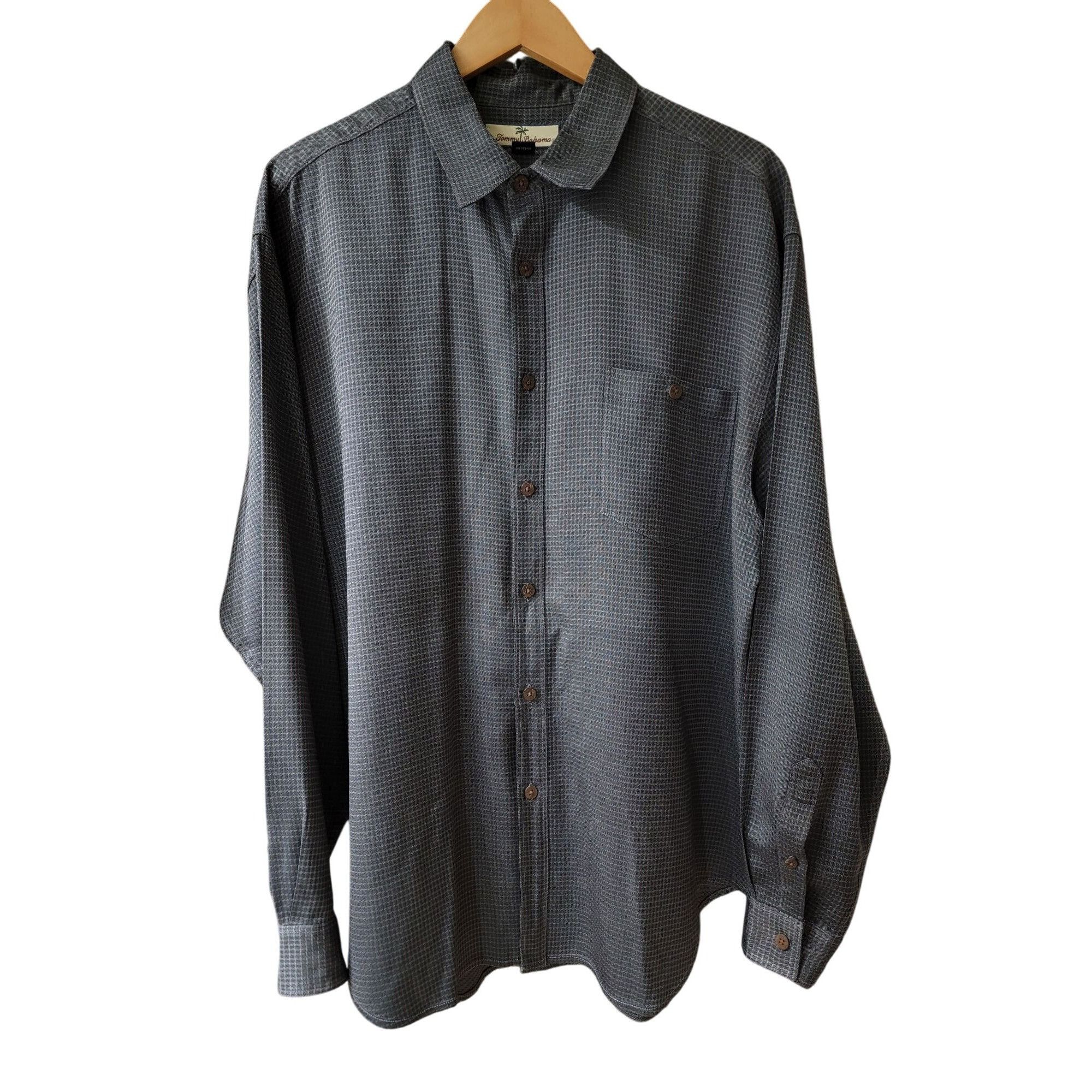 Tommy Bahama Tommy Bahama 100% Silk Shirt Mens L Gray Check Button Up Lux Size US L / EU 52-54 / 3 - 2 Thumbnail