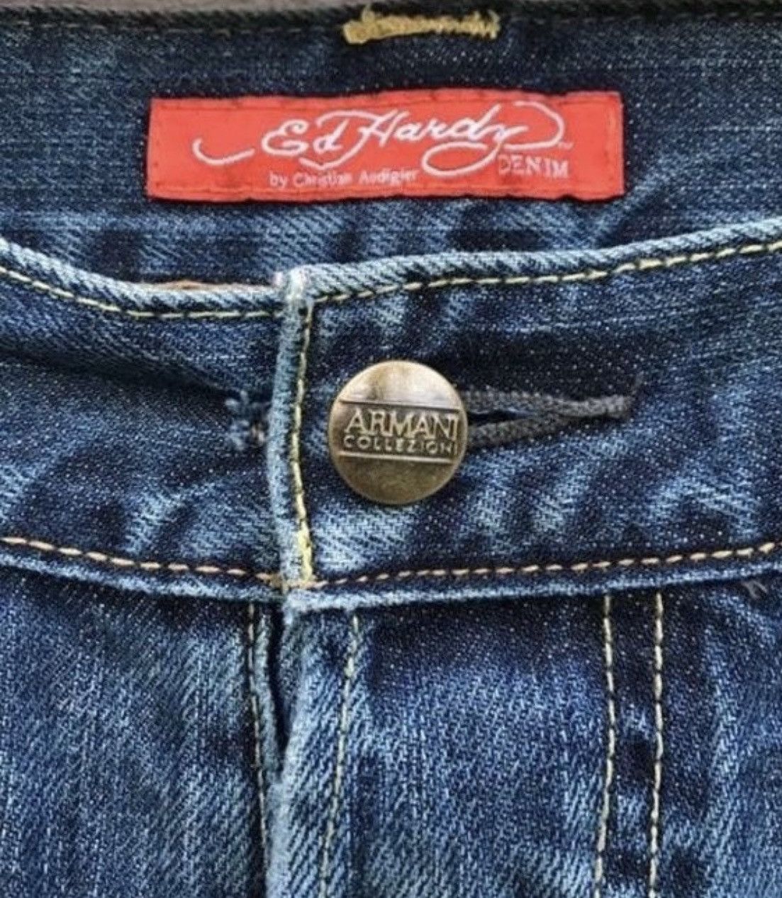Ed Hardy Ed Hardy by Christian Audigier Bleach Denim Pants Size US 34 / EU 50 - 4 Thumbnail