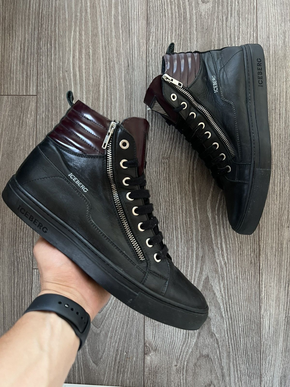 Iceberg RRP:450€‼️Luxury Iceberg Double Zip Leather Metal Logo Boot Size US 9 / EU 42 - 2 Thumbnail