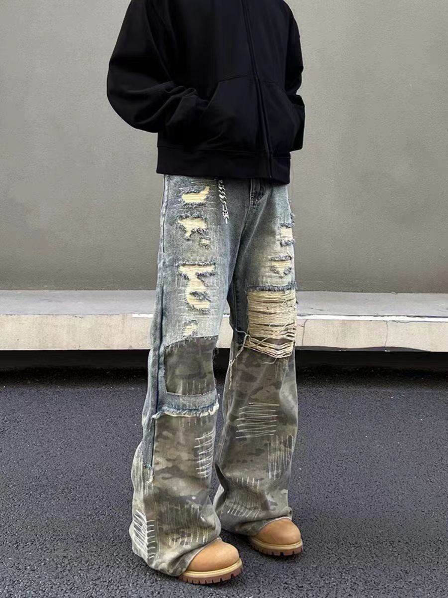 Japanese Brand × Jean Street style ripped jeans with baggy design Size US 34 / EU 50 - 2 Thumbnail