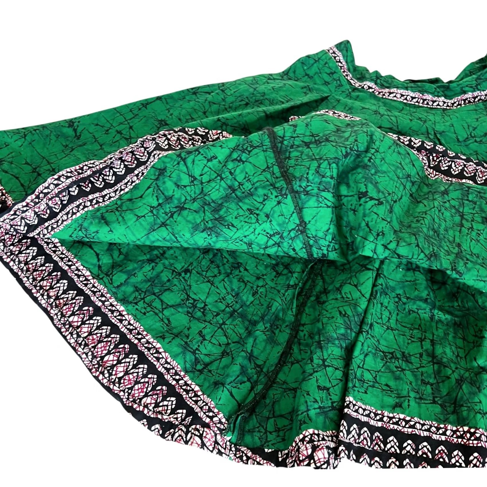 Vintage Francis + Benedict African Printed Green Print Short Skirt Cotton Pockets Sz M Women Skirt Knee Length Size 32" / US 10 / IT 46 - 3 Thumbnail
