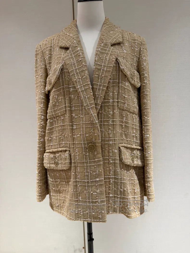 Chanel Chanel 19S beach series gold plaid suit jacket Size XS / US 0-2 / IT 36-38 - 1 Thumbnail