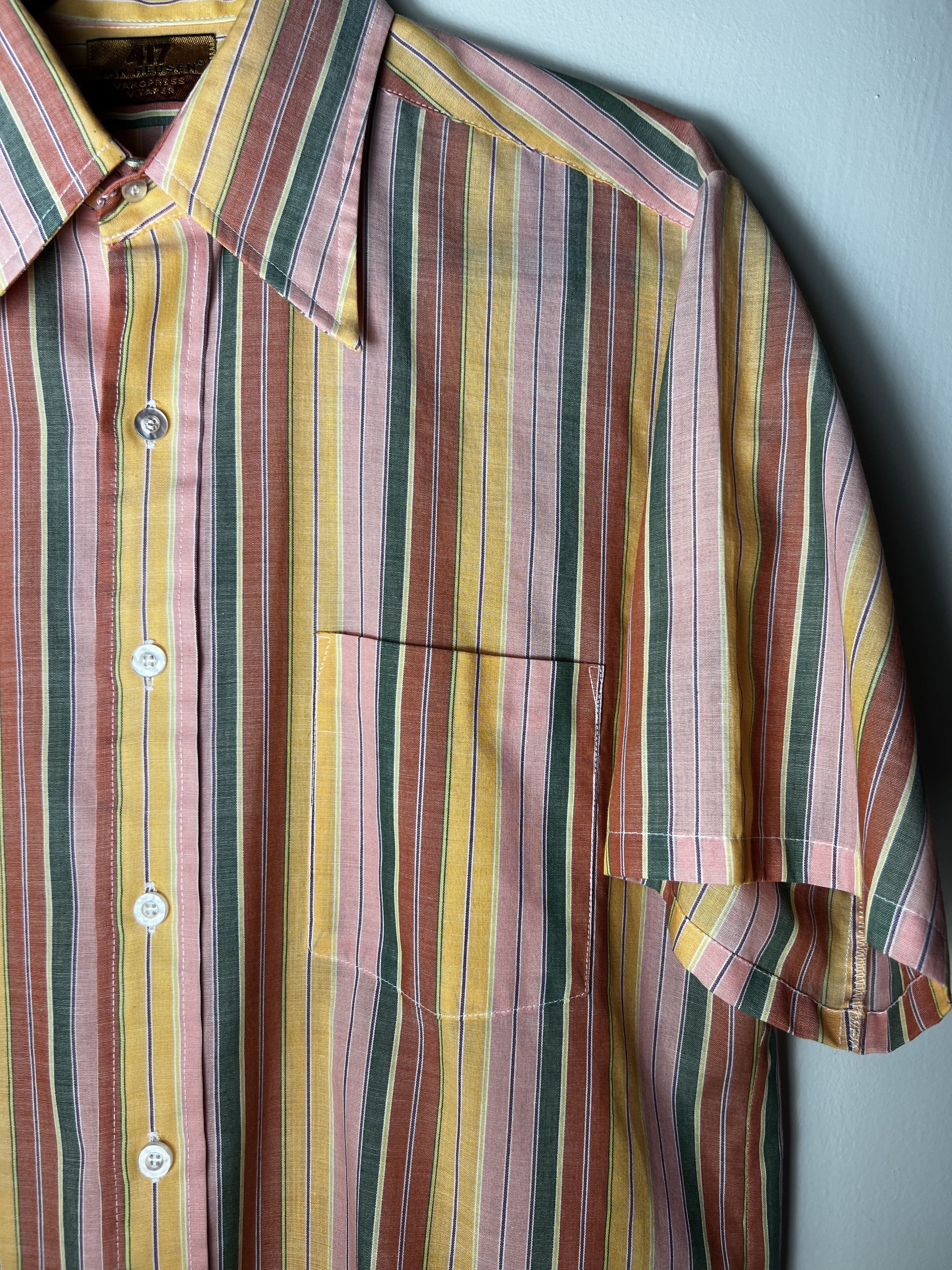 Van Heusen Vintage 1960's Van Heusen 417 Striped Short Sleeve Button Up Size US S / EU 44-46 / 1 - 4 Thumbnail