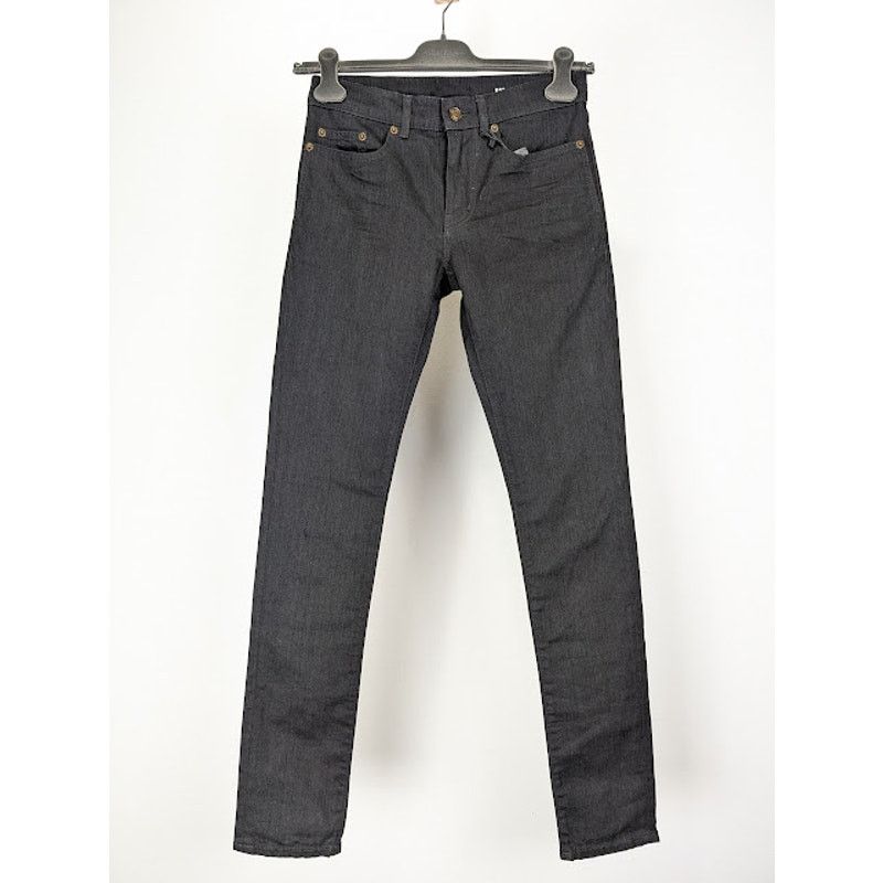 Saint Laurent Paris o1rshd1 SK 5P Low Wash Jeans in Worn Black Size US 27 - 1 Thumbnail