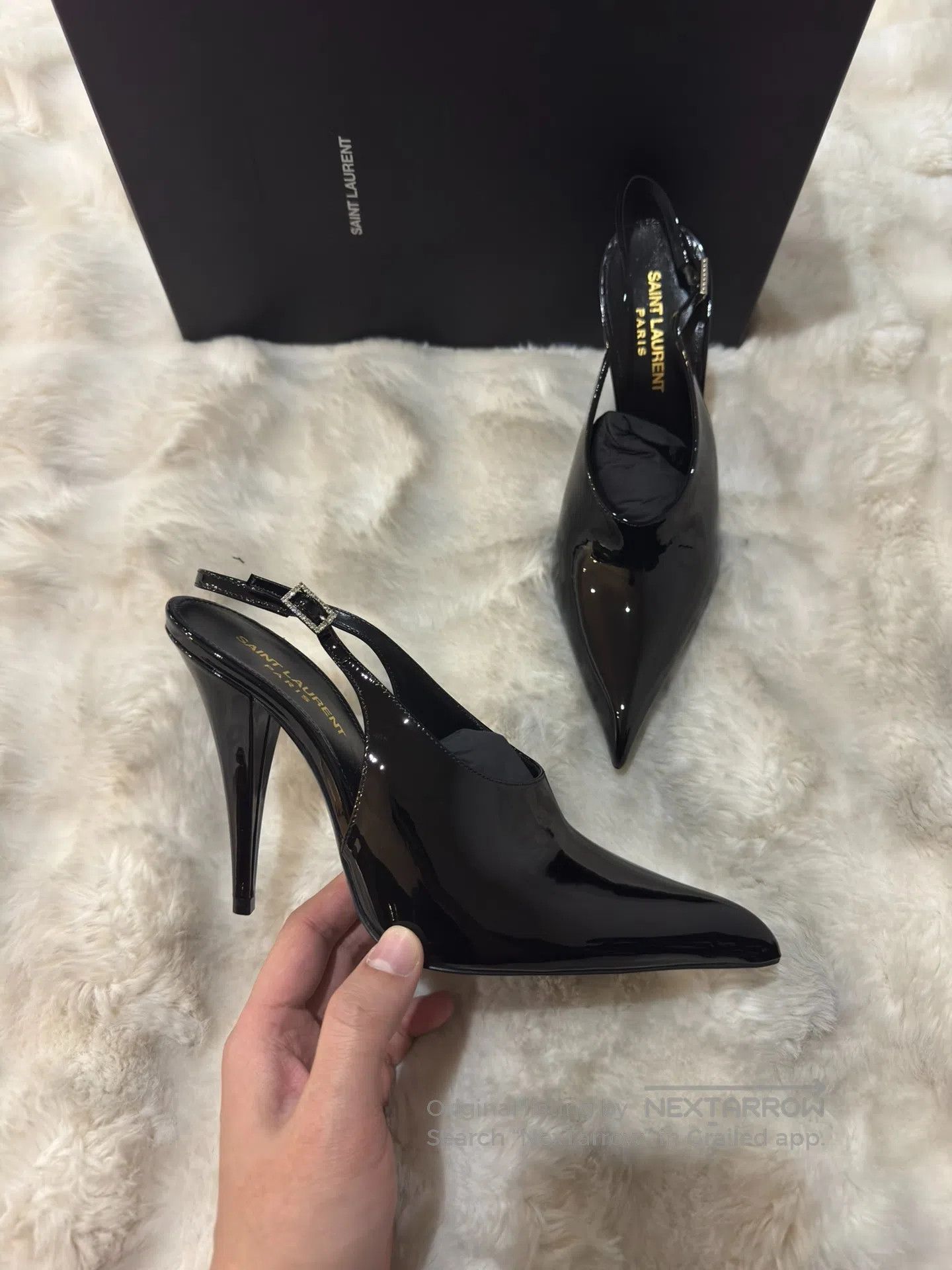 Saint Laurent Paris Saint Laurent Paris Crystal Lacquer Pointed Toe High Heels Size US 6.5 / IT 36.5 - 4 Thumbnail