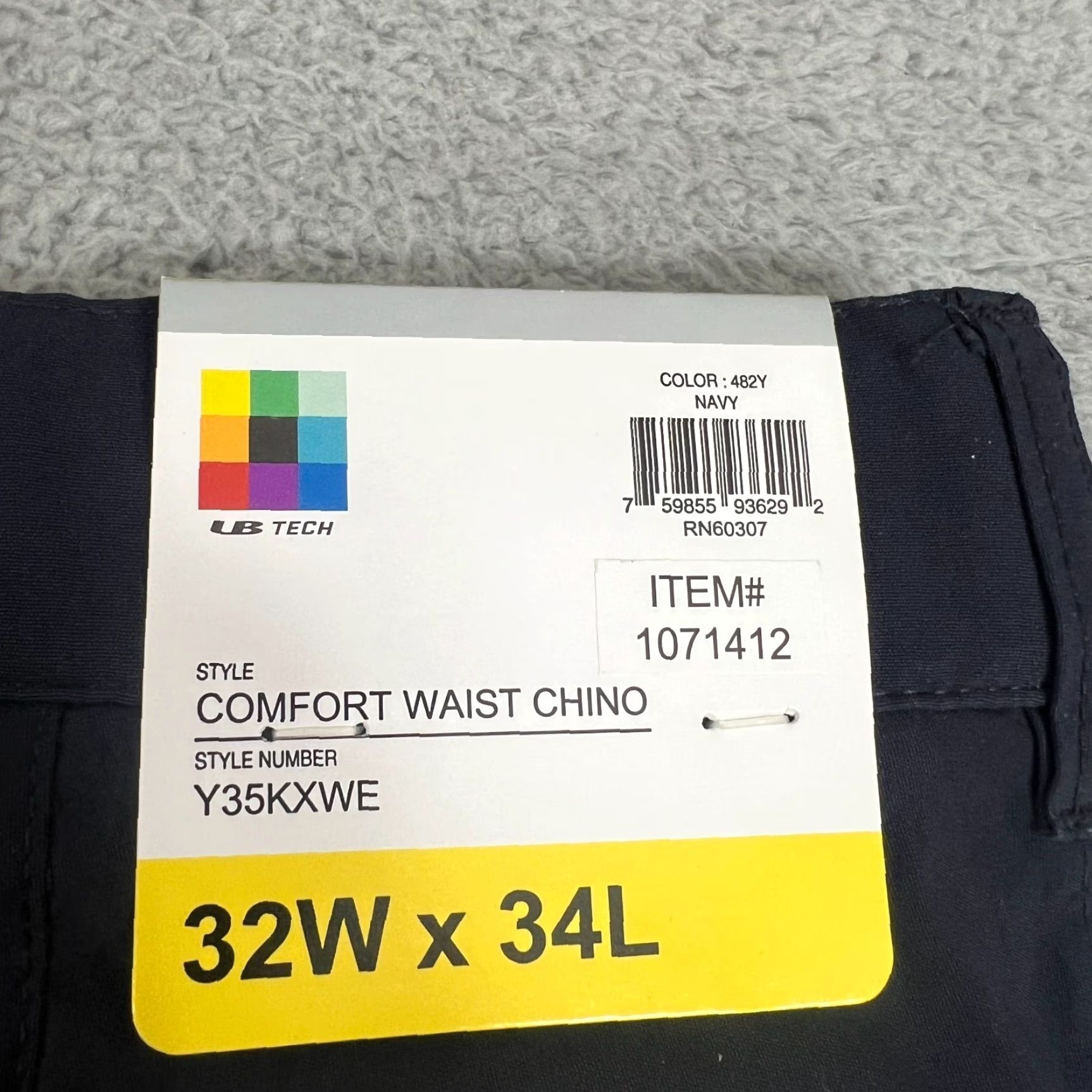 Vintage UB Tech Chino Pants Mens 32x34 Navy Adjustable Waist Stretch Quick Dry Water Resistant Pockets Classic Regular Straight 34 Inseam New with Tags Size US 32 / EU 48 - 7 Thumbnail
