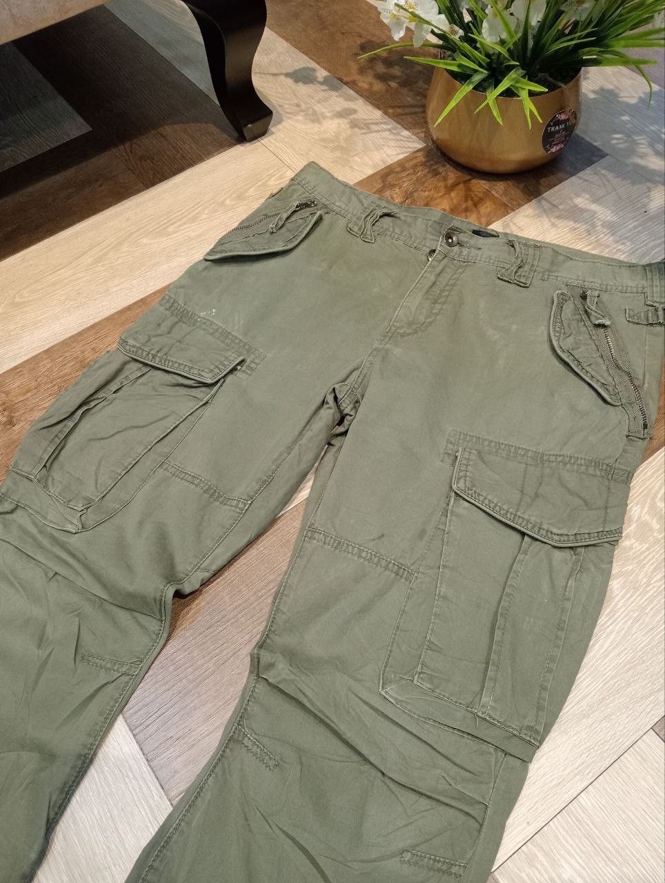 JACKROSE JACKROSE JAPAN FLARED CARGO PANTS SIZE 33 GREEN ARMY Size US 33 - 4 Thumbnail