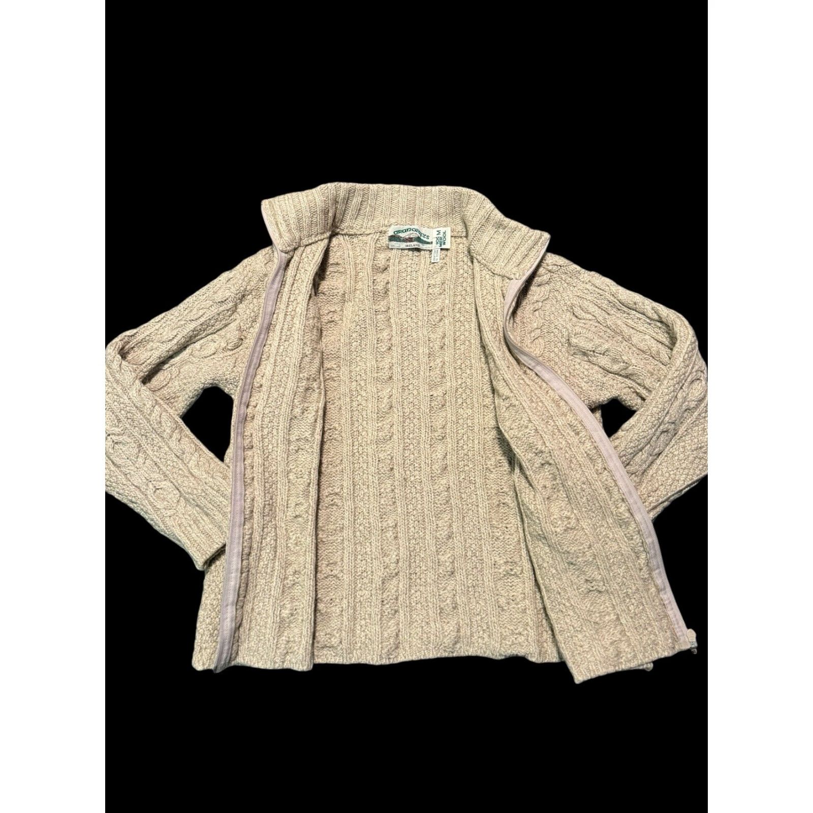 Vintage VINTAGE Aran Crafts Ireland Cardigan Sweater Full Zip Merino Wool Size Medium Women Beige Dolman Sleeve 100% Merino Wool Knit Modern Classic Size M / US 6-8 / IT 42-44 - 5 Thumbnail