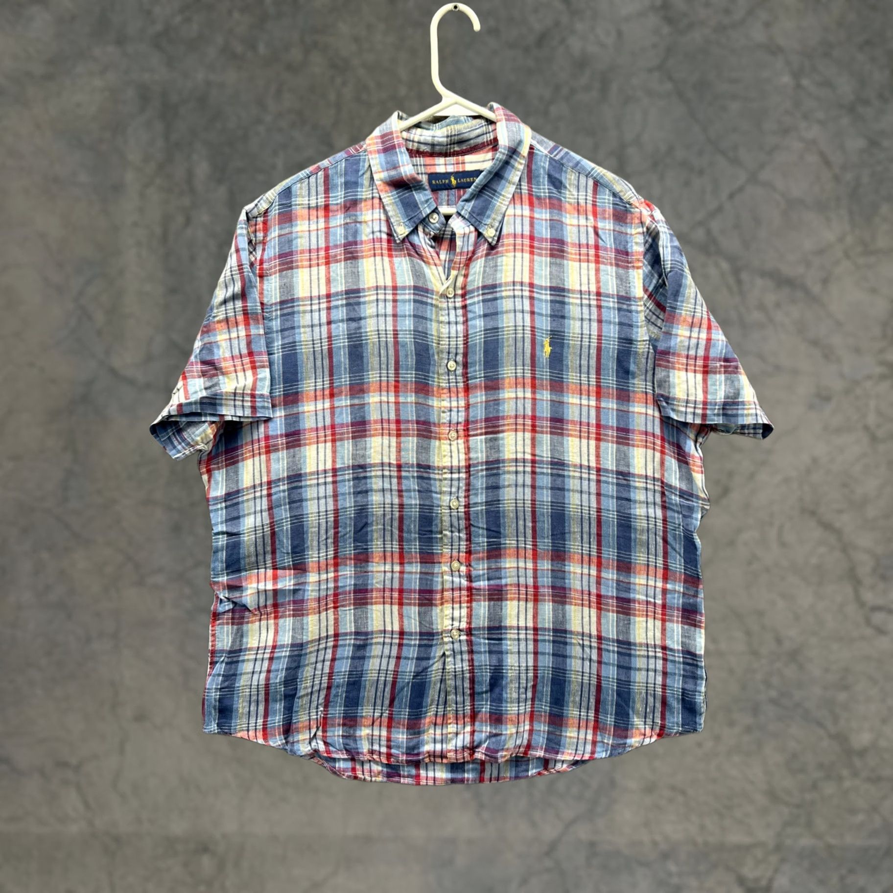 Ralph Lauren Ralph Lauren Shirt Mens Large Blue Plaid Short Sleeve Button Front Casual Woven Size US L / EU 52-54 / 3 - 1 Thumbnail