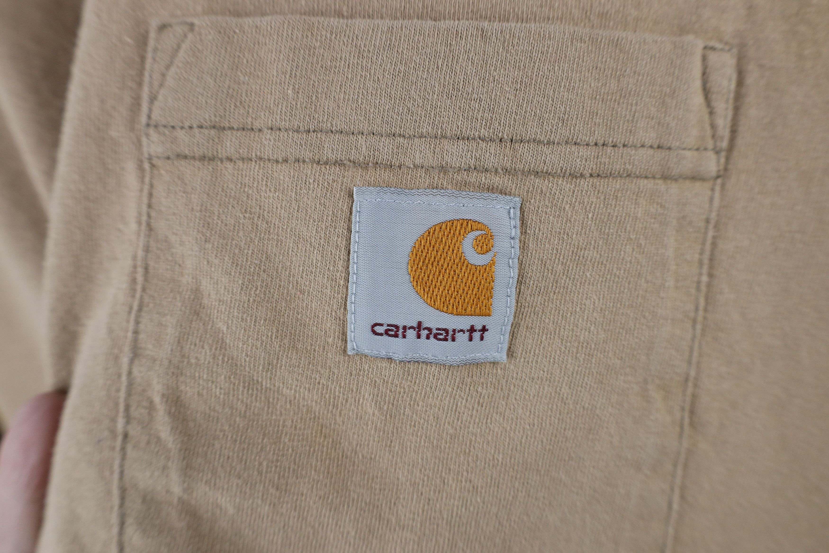 Carhartt × Vintage Vintage Carhartt Faded Spell Out Pocket T-Shirt Beige Tan Size US XXL / EU 58 / 5 - 4 Thumbnail