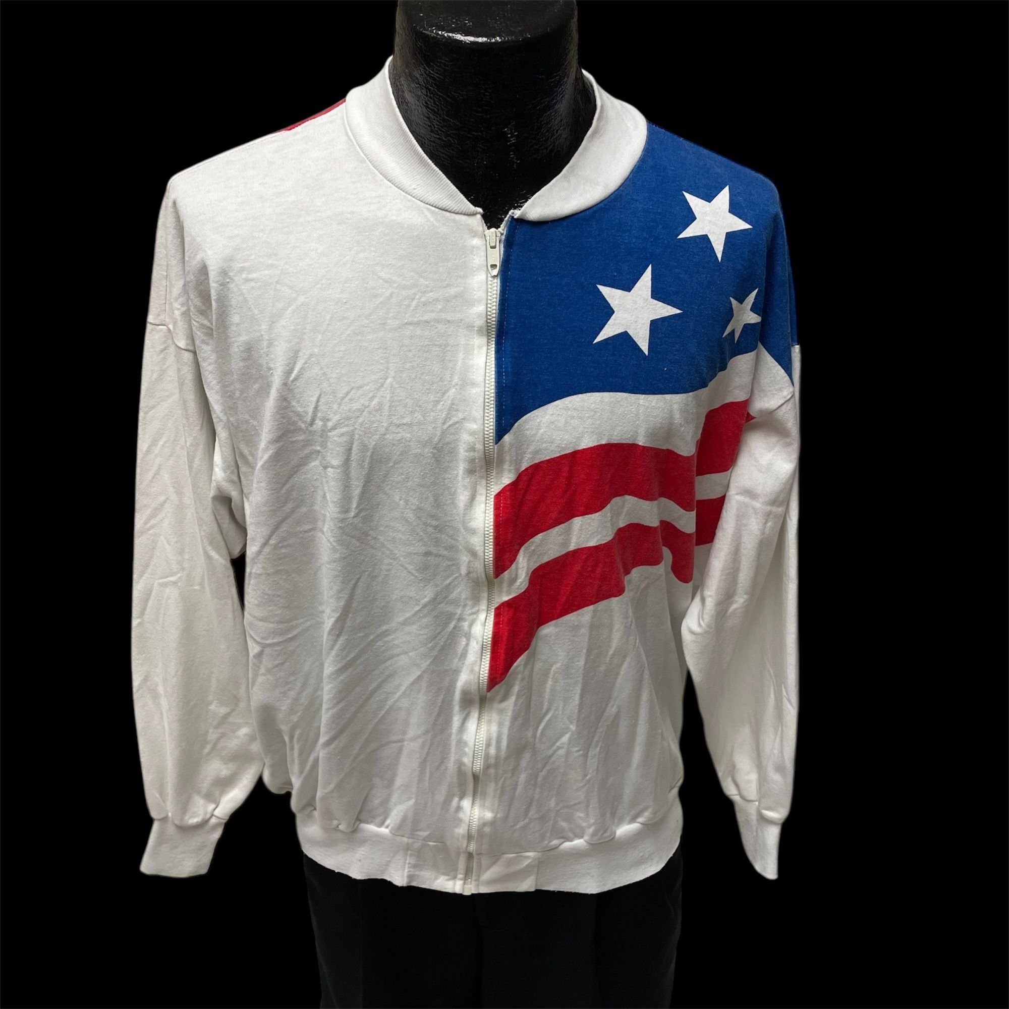 Other Vtg PATRIOTIC Windbreaker AMERICAN FLAG 50/50 USA Jacket Size US XL / EU 56 / 4 - 2 Thumbnail