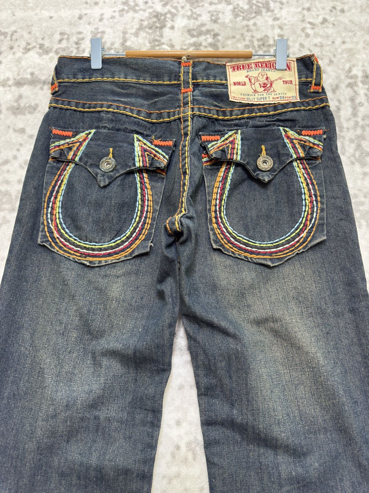 True Religion True Religion Billy Super T Rainbow Stitch Straight Leg Size US 33 - 9 Thumbnail