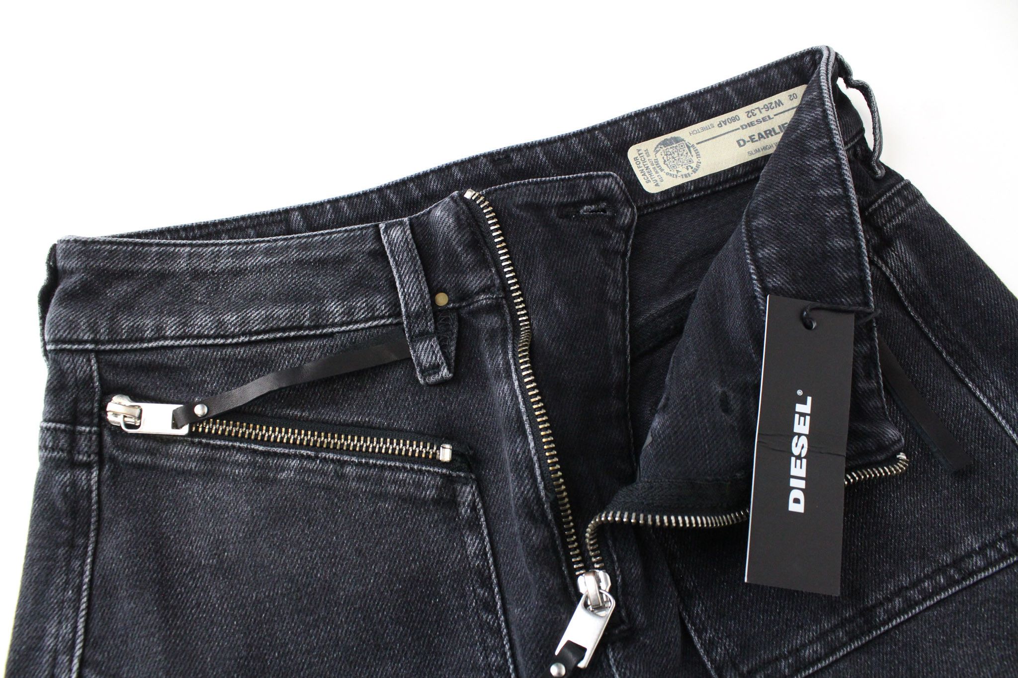 Diesel D-EARLIE 080AP W26/L32 Charcoal Grey Stretch Jeans 69764 Size 26" / US 2 / IT 38 - 4 Thumbnail