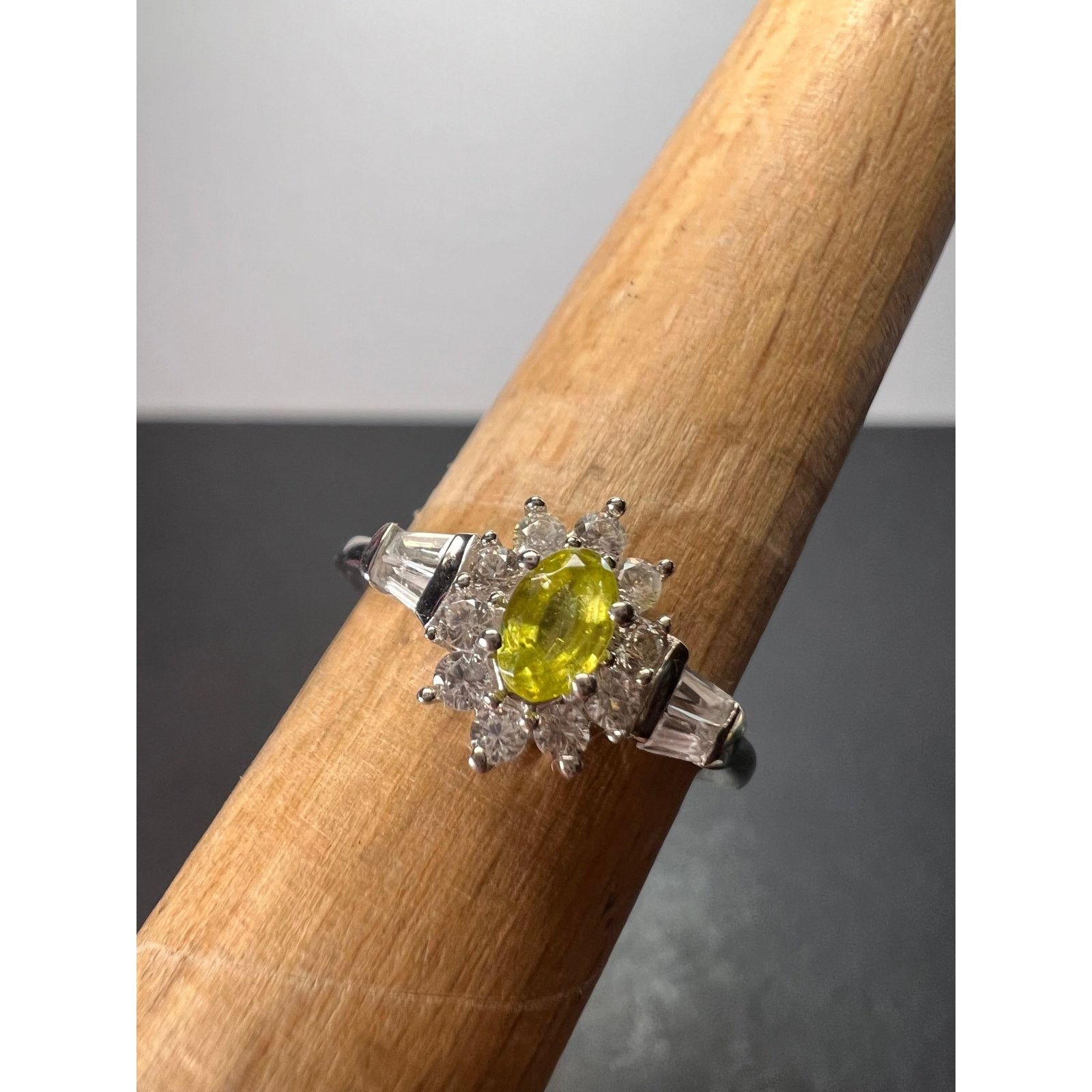 Other NEW Sphene halo ring in rhodium over sterling silver size 5 Size ONE SIZE - 5 Thumbnail