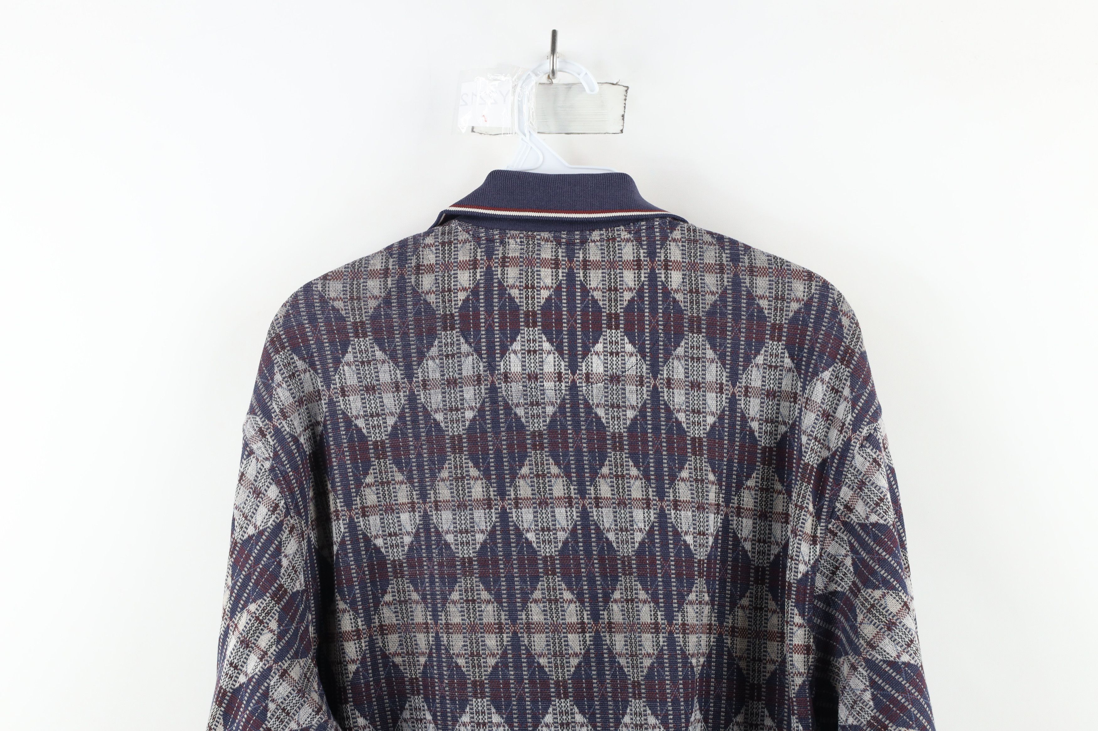 Vintage Vintage 90s Streetwear Diamond Knit Long Sleeve Polo Shirt Size US M / EU 48-50 / 2 - 10 Thumbnail