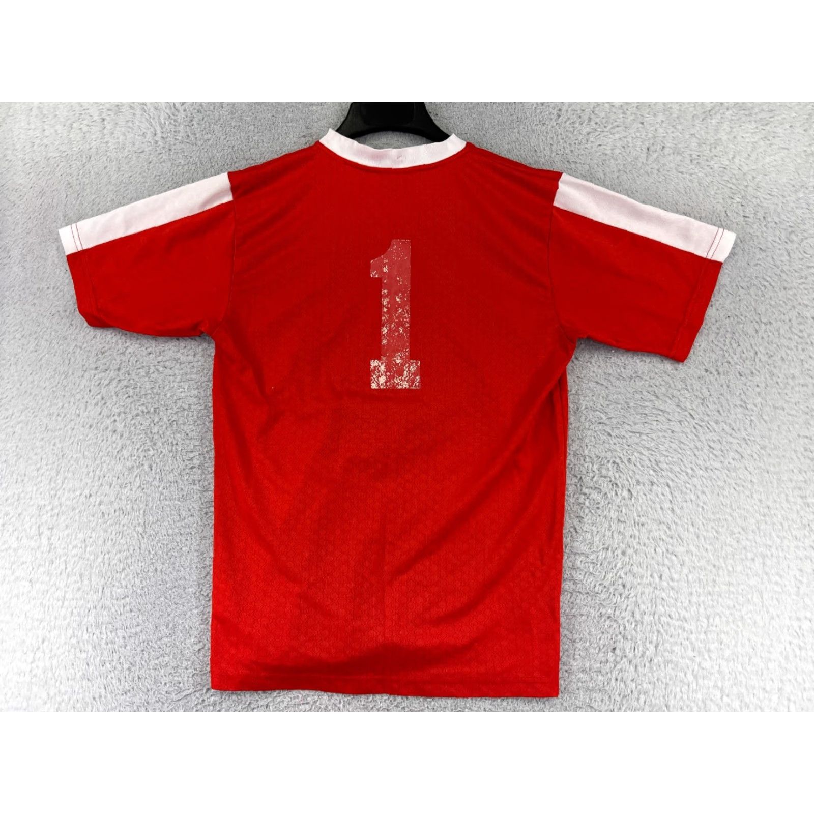 Puma PUMA Soccer Jersey Adult Medium Red White V-Neck Short Sleeve Polyester #1 Size US M / EU 48-50 / 2 - 2 Thumbnail
