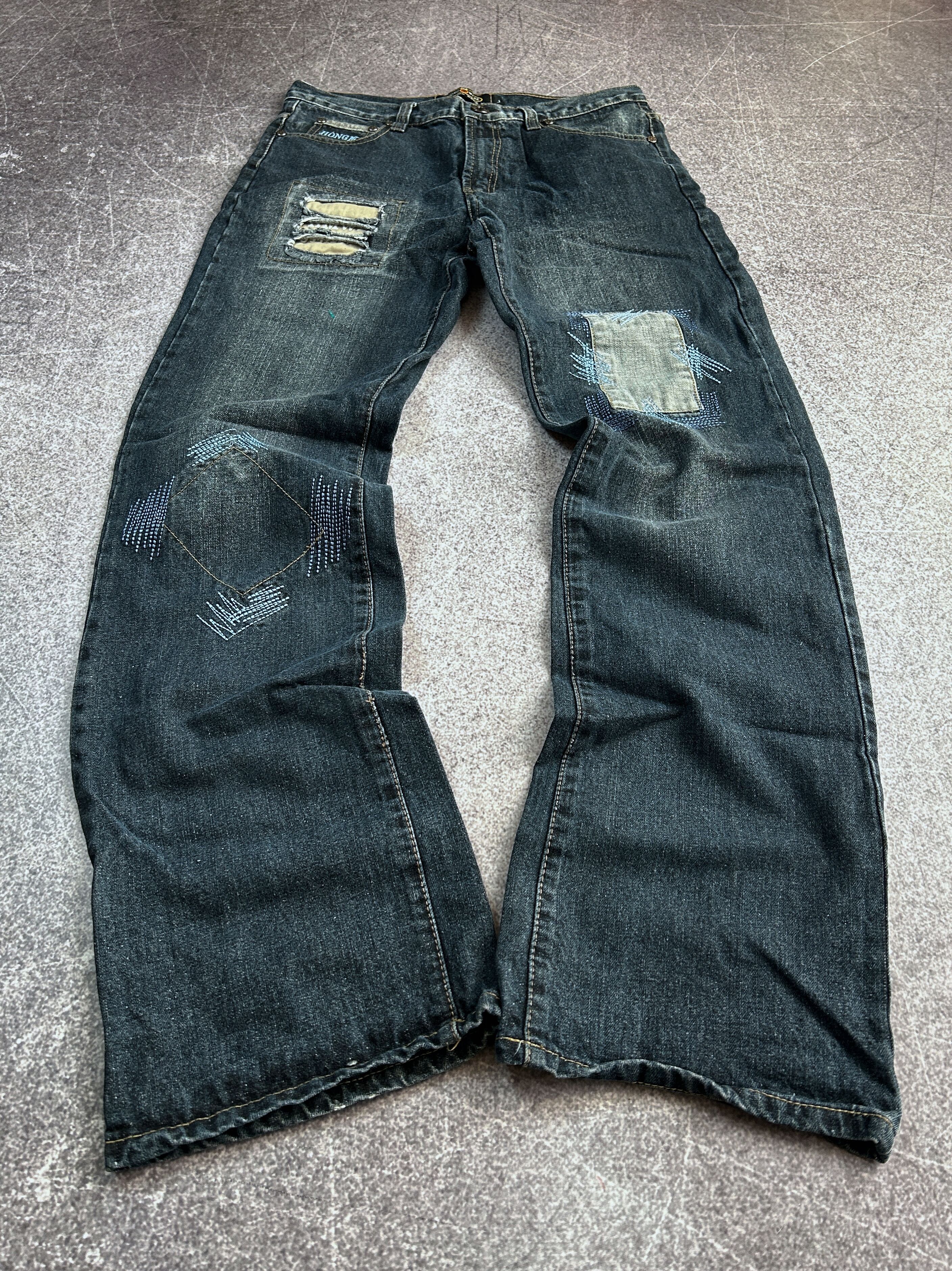Japanese Brand Vintage Distressed Denim Jeans Blue Patchwork Y2K Grunge Size US 32 / EU 48 - 1 Thumbnail