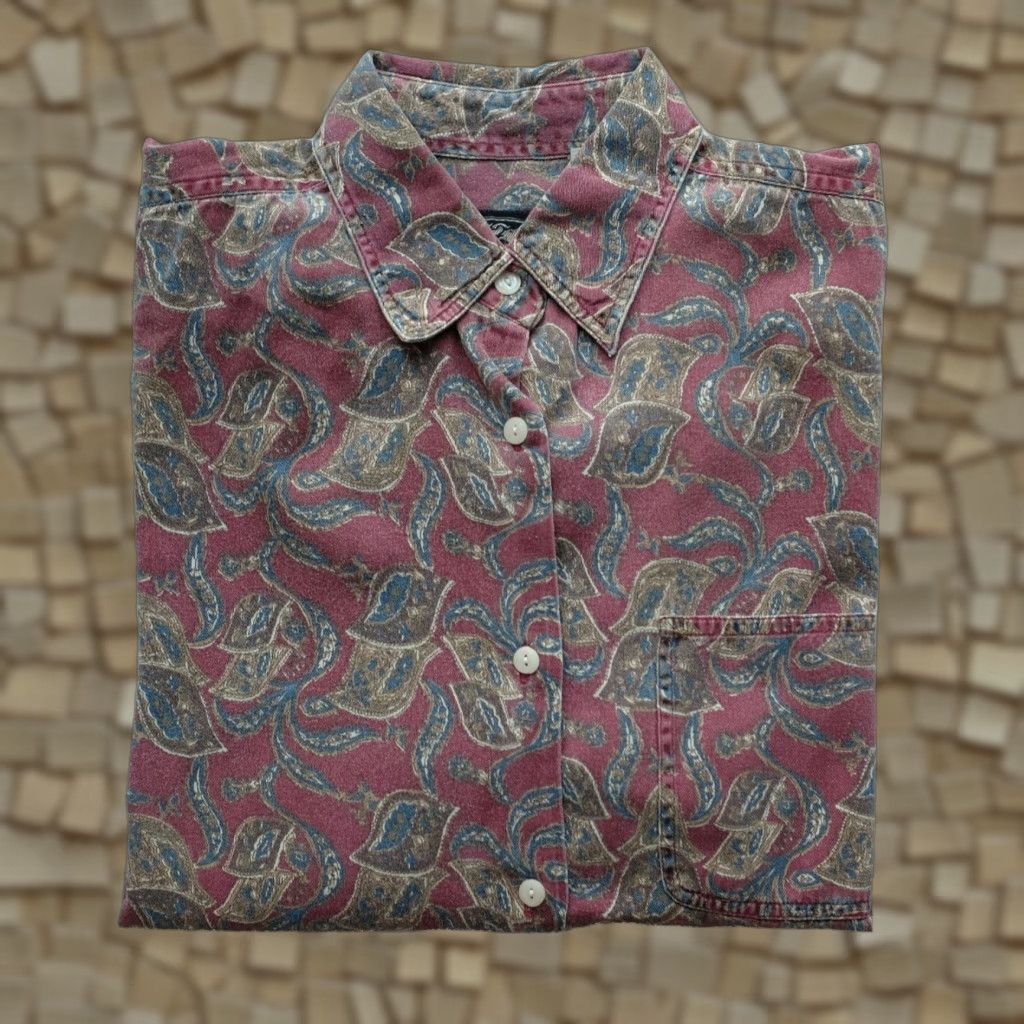 Vintage VINTAGE British Khaki by Robert Lighton Dress Casual Mens Paisley Print Shirt SZ L Size US L / EU 52-54 / 3 - 1 Thumbnail