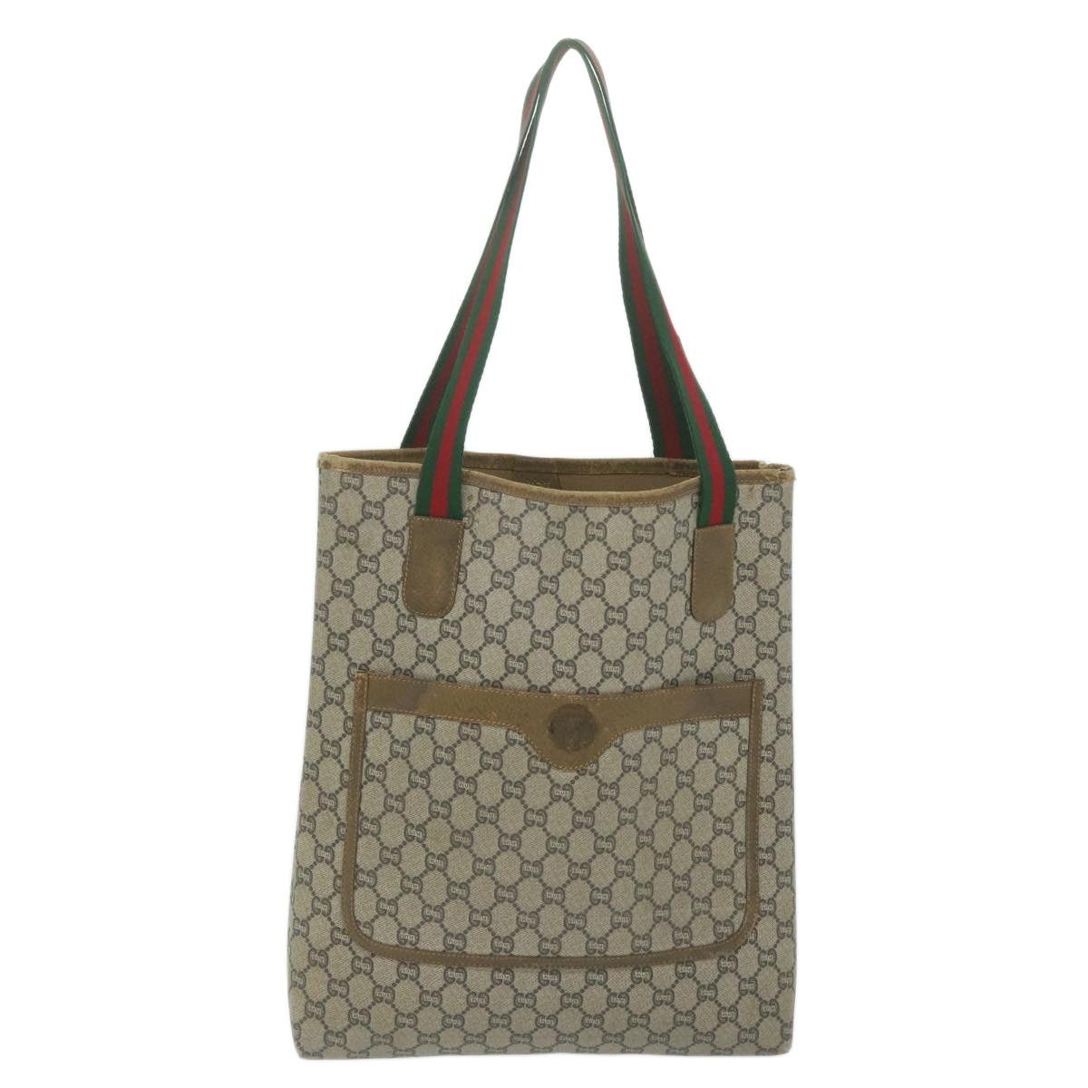Gucci GUCCI GG Plus Supreme Web Sherry Line Tote Bag Beige Red Size ONE SIZE - 2 Thumbnail