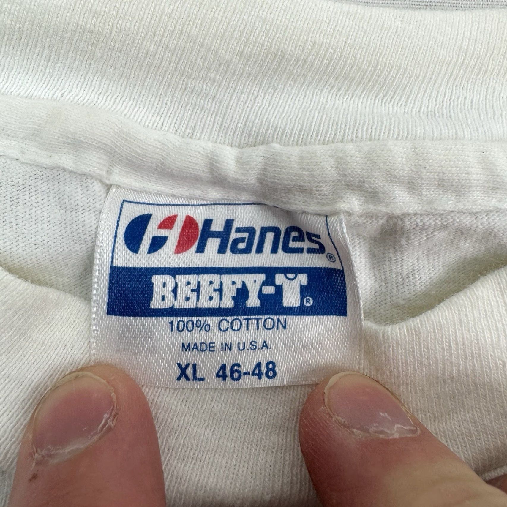 Hanes VINTAGE Hanes T-Shirt Shirt Men's XL White 80s 90s Health Random Obscure Crew Neck Long Sleeve White Size US XL / EU 56 / 4 - 3 Thumbnail