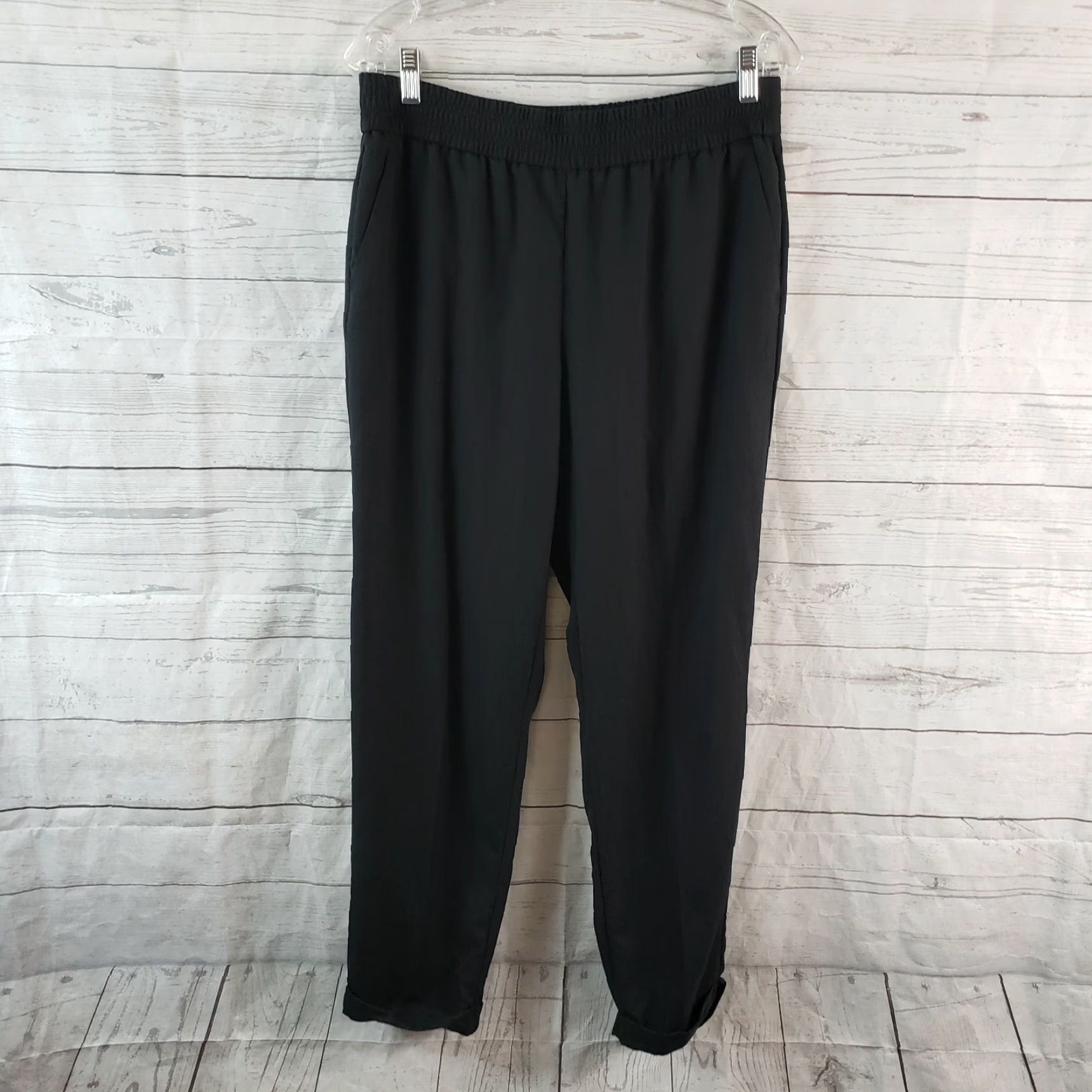 Vintage Chico's Womens Pull On Pants Sz 8 Black Tencel Blend Cuffed Mid Rise Pants Size 30" / US 8 / IT 44 - 2 Thumbnail