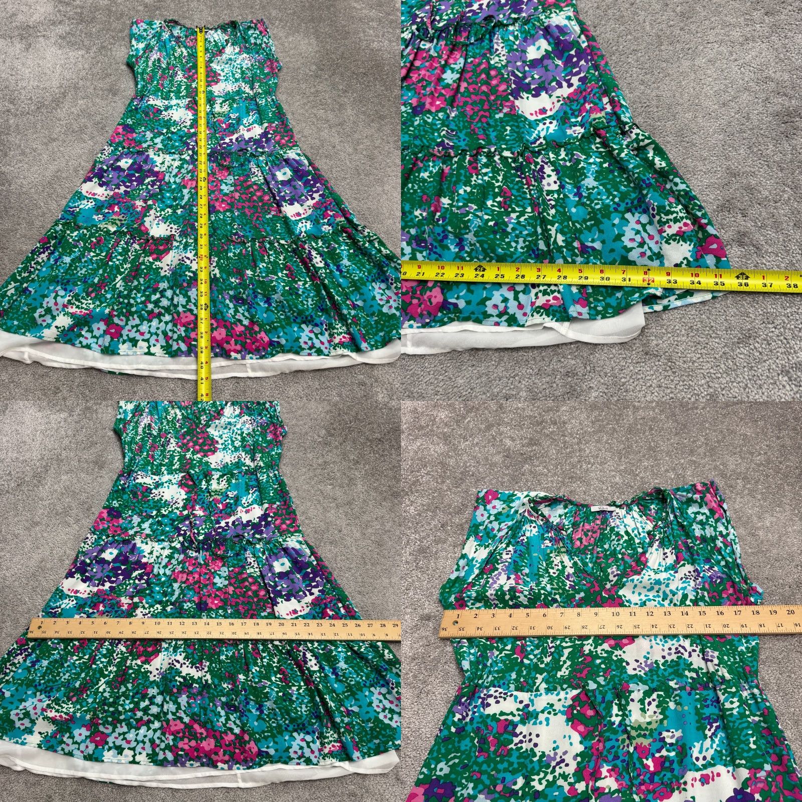 Rails Rails Gardenia Floral Tiered Flutter Dress Womens Small Green Knee Length Vintage No Size S / US 4 / IT 40 - 9 Thumbnail