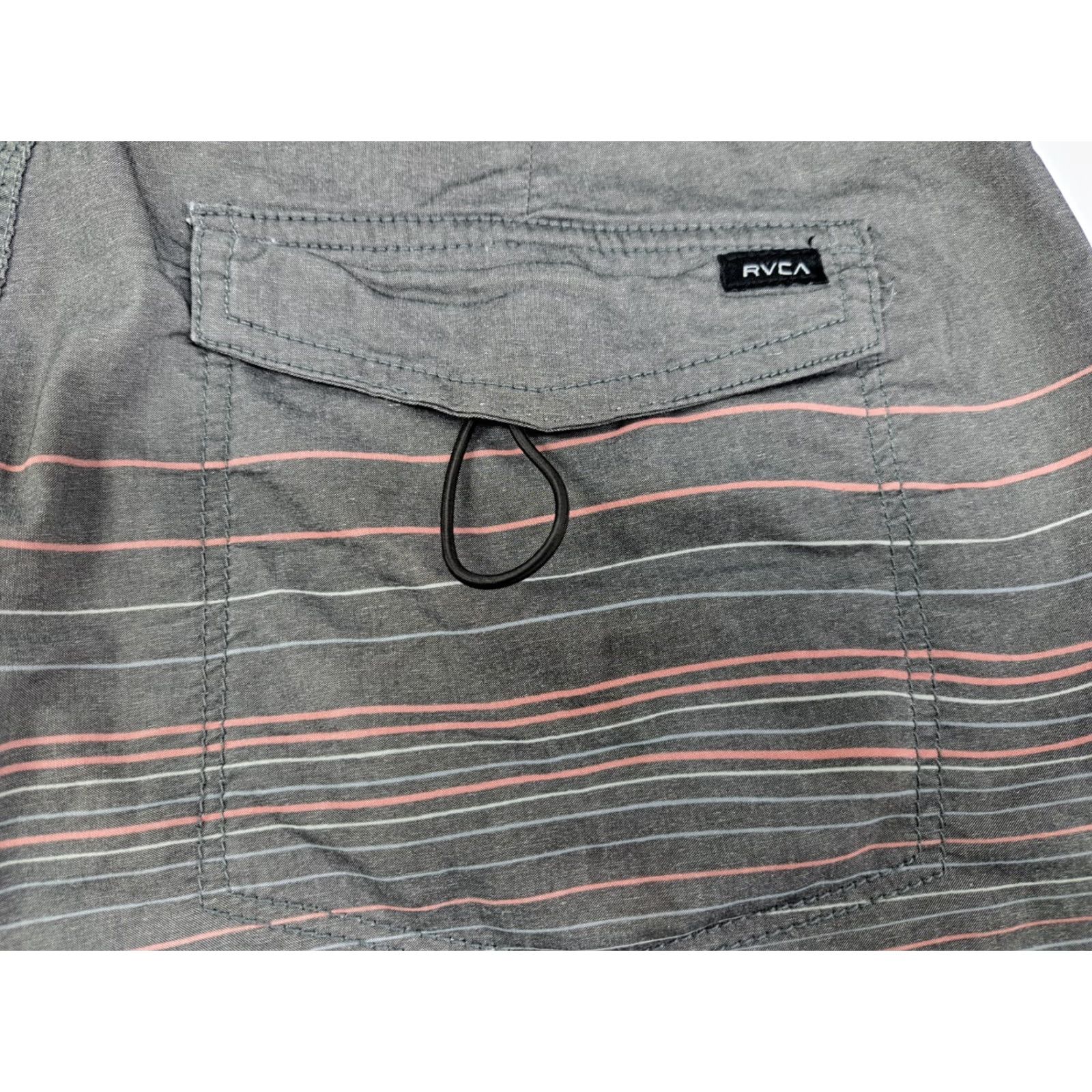 RVCA RVCA Men Striped Board Shorts Front Zipper 29 Grey Pink Blue Multicolor Beach Quick Dry Pockets Drawstring Back Pocket Surfing Adult Mens Size US 29 - 4 Thumbnail