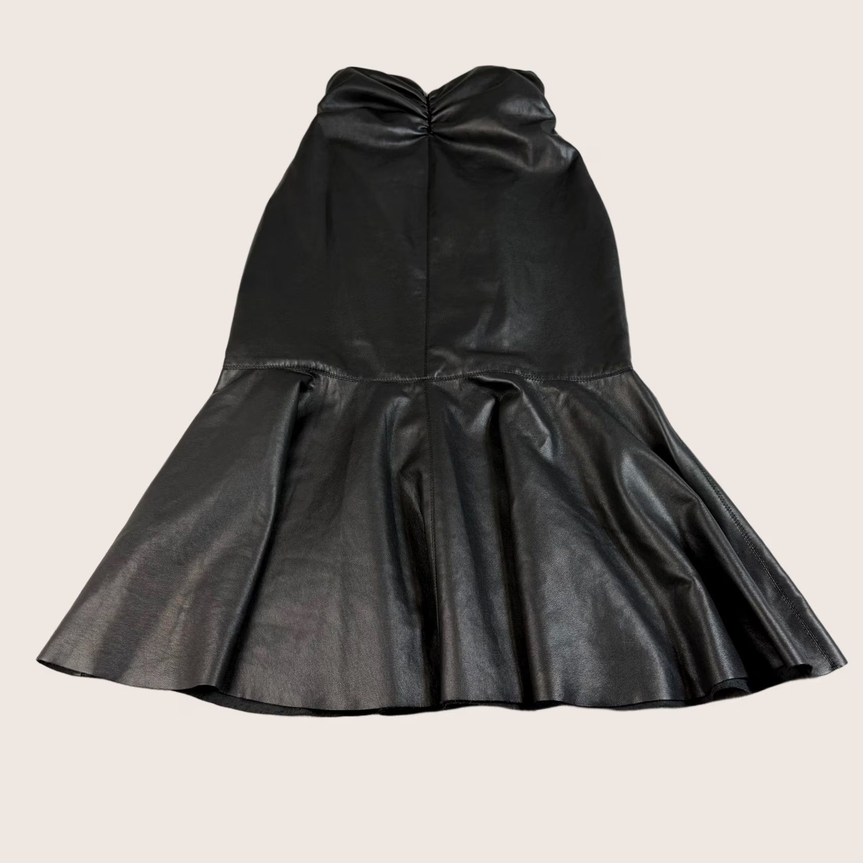 Philosophy di Lorenzo Serafini PHILOSOPHY di Lorenzo Serafini Skirt Women 4 Black Faux Leather Midi Trumpet Zipper Ruffle Party Cocktail Gothic Vintage No Boots Size 27" / US 4 / IT 40 - 1 Thumbnail
