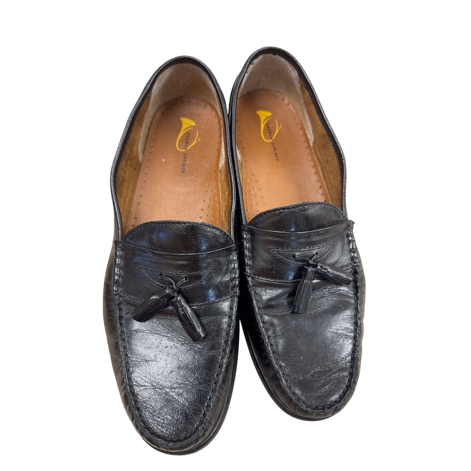 Designer French Shriner Buchanan SKU 7447 Mens Black Leather Tassel L Size US 12 / EU 45 - 8 Thumbnail