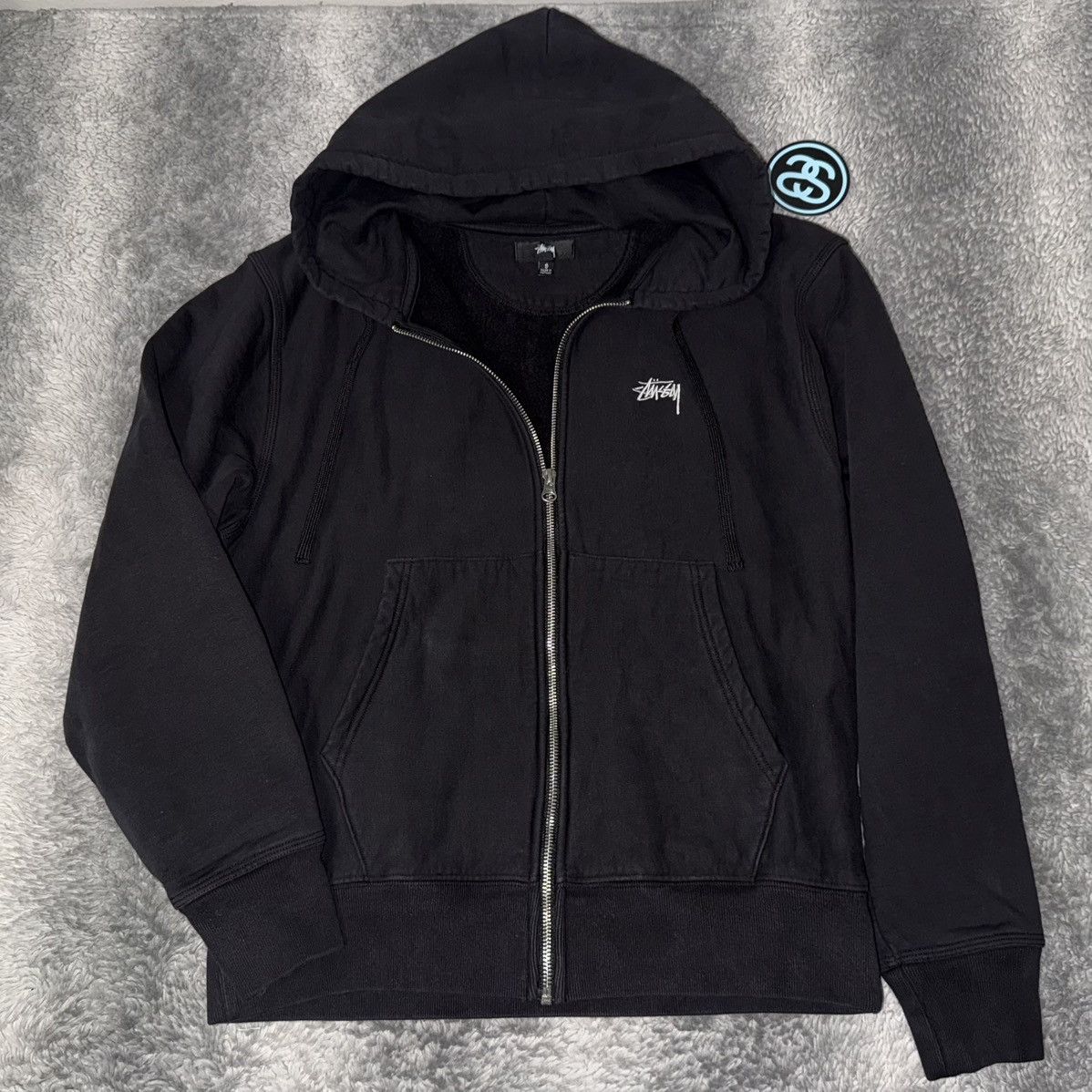 Stussy STUSSY STOCK LOGO ZIP UP HOODIE | Grailed