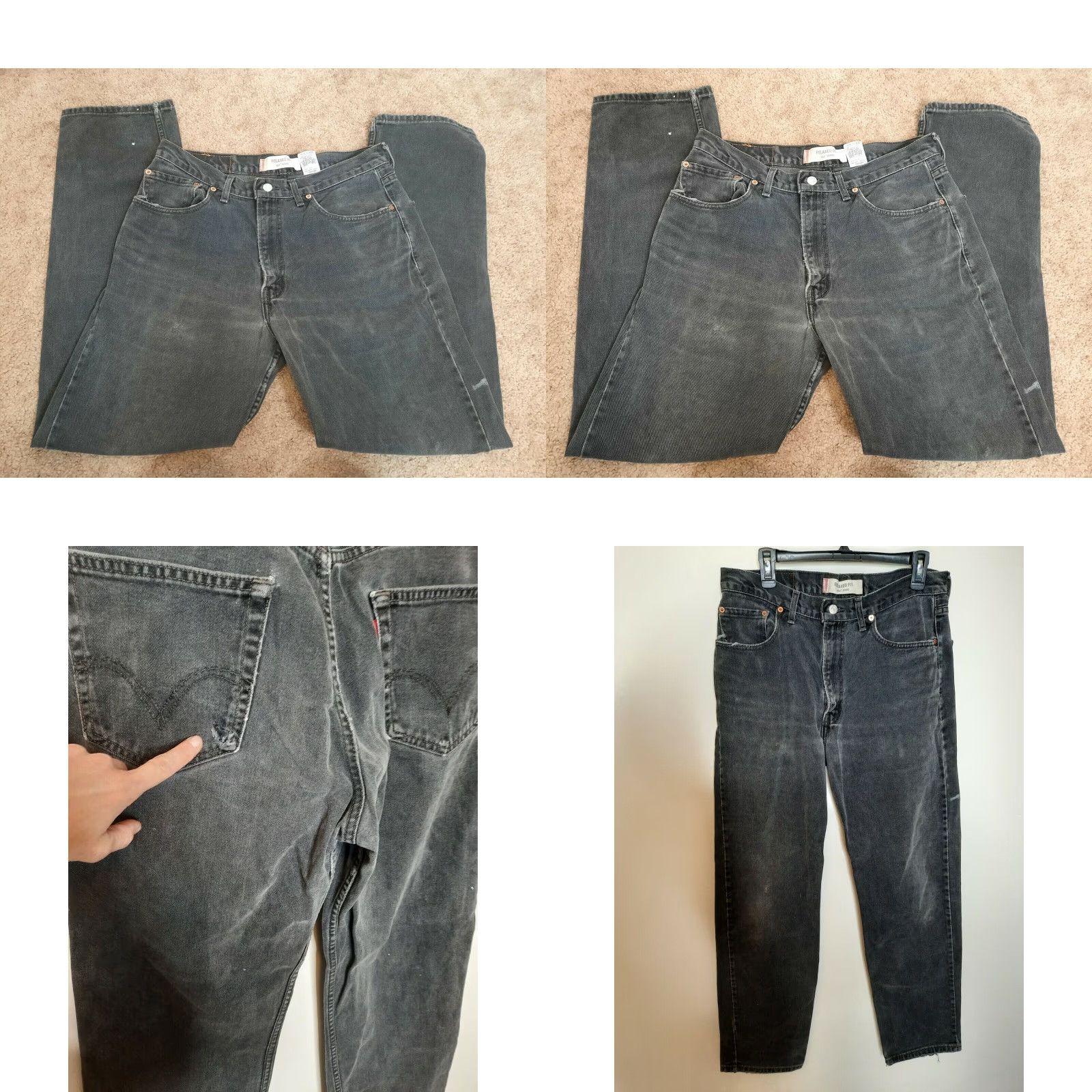 Levi's VINTAGE Levi's Jeans 34x32 Black Cotton 550 Regular Fit Straight Men 90s Distressed Pockets Mens Size US 34 / EU 50 - 8 Thumbnail