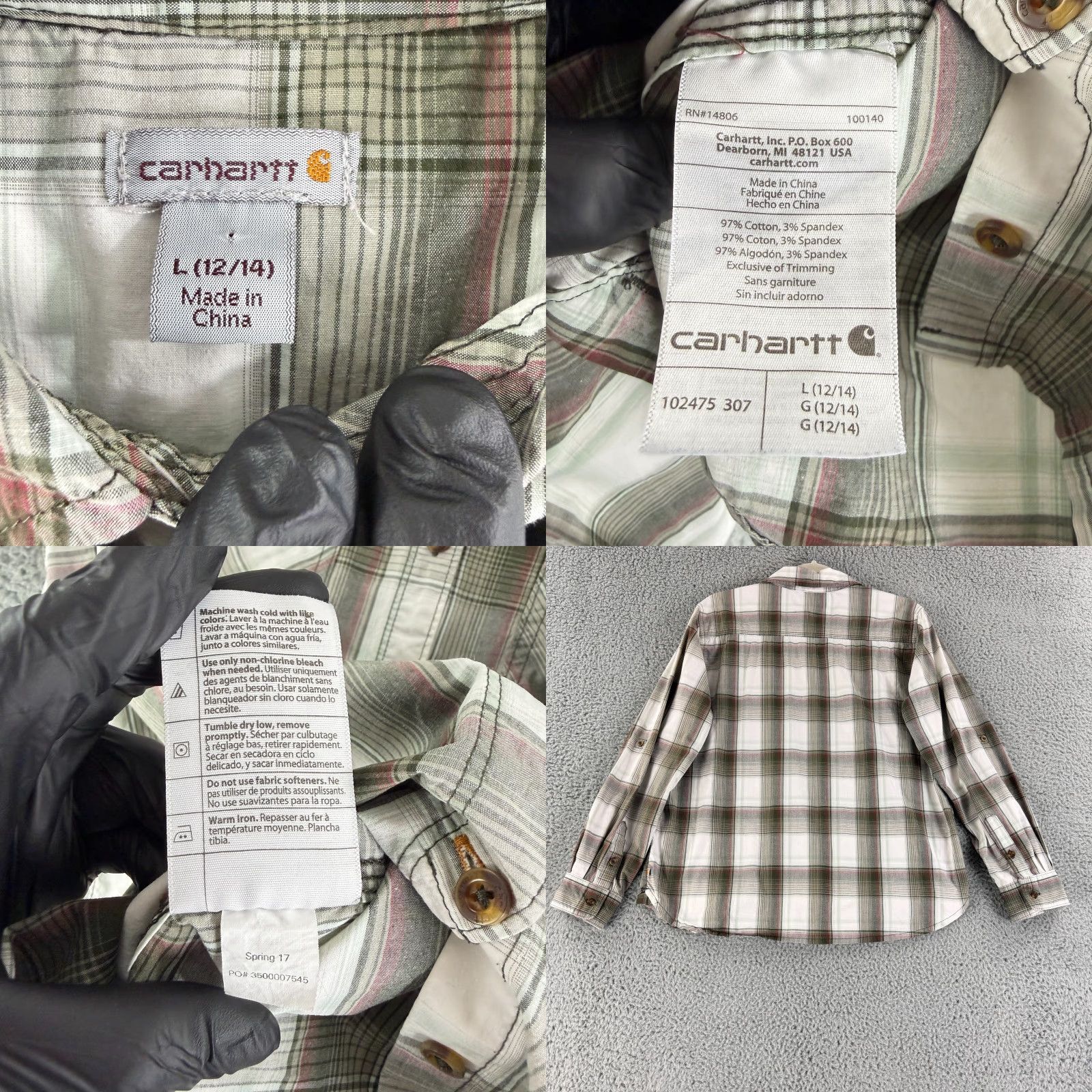 Carhartt Carhartt Huron Button-Up Shirt Womens Large Green Plaid Long Sleeve Collared Size L / US 10 / IT 46 - 8 Thumbnail