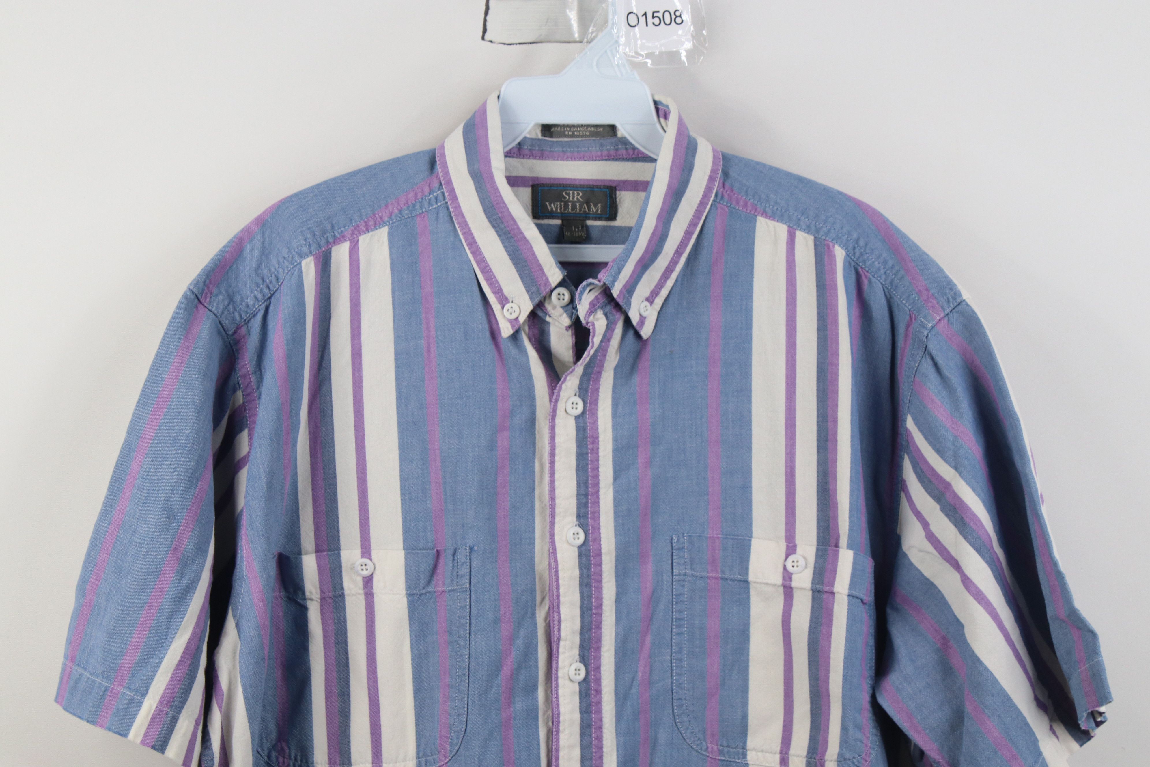 Vintage Vintage 90s Streetwear Block Short Sleeve Button Down Shirt Size US L / EU 52-54 / 3 - 2 Thumbnail