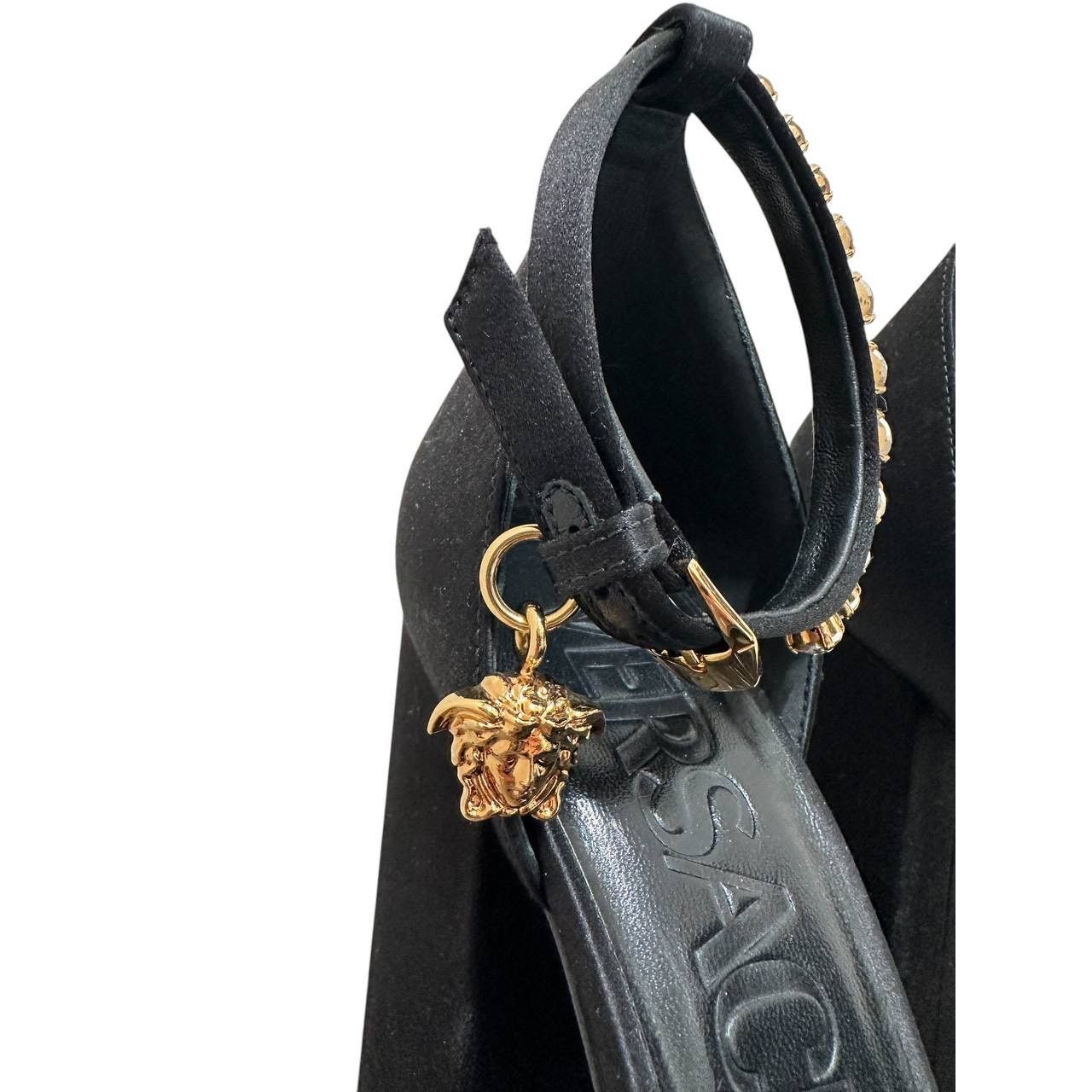 Versace Versace La Medusa Crystal Satin Block Heel Pumps Sz 38 Size US 8 / IT 38 - 7 Thumbnail