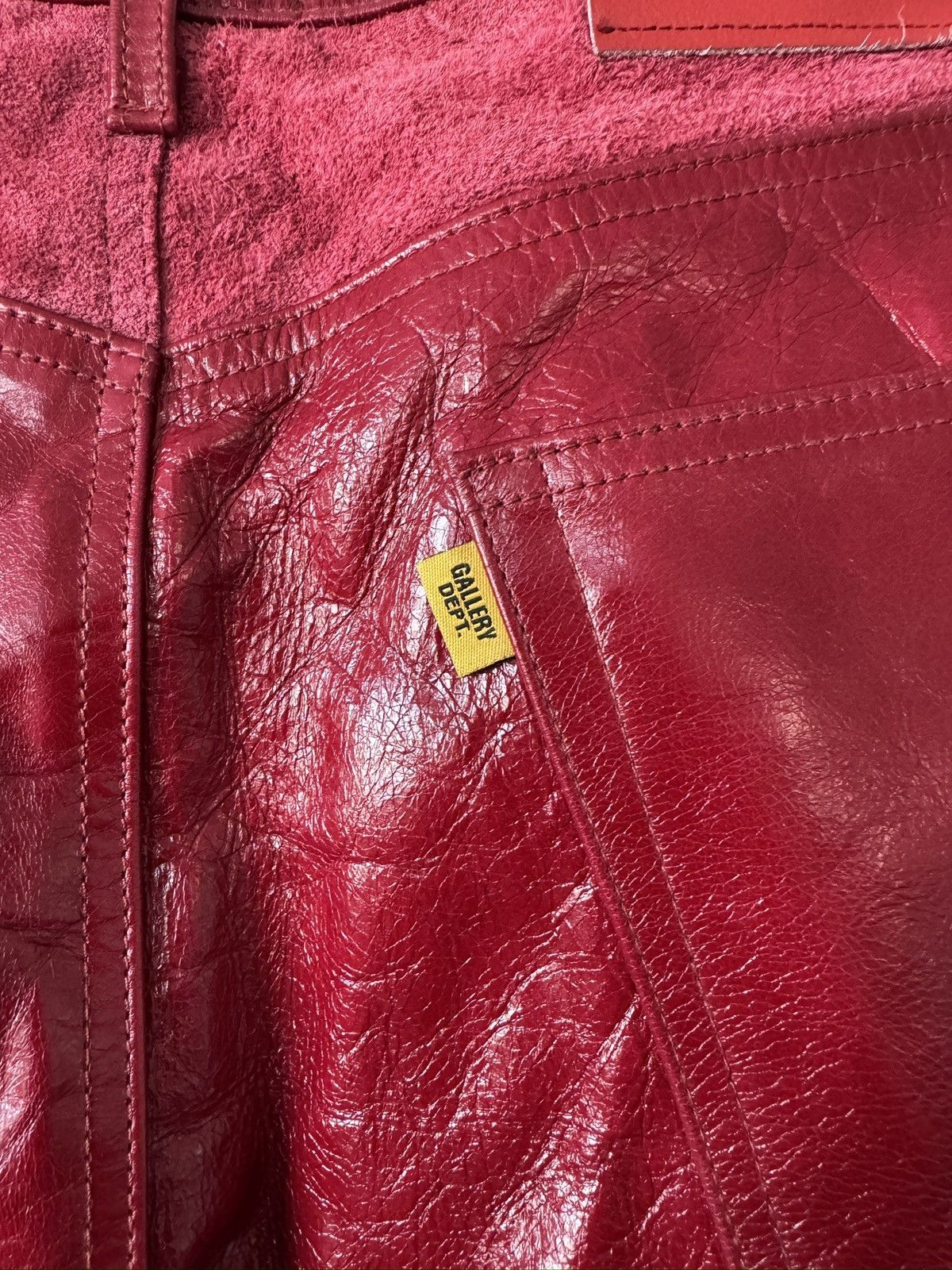 Gallery Dept. $6500 Red Leather-Suede Bronco Pants Size US 32 / EU 48 - 8 Thumbnail