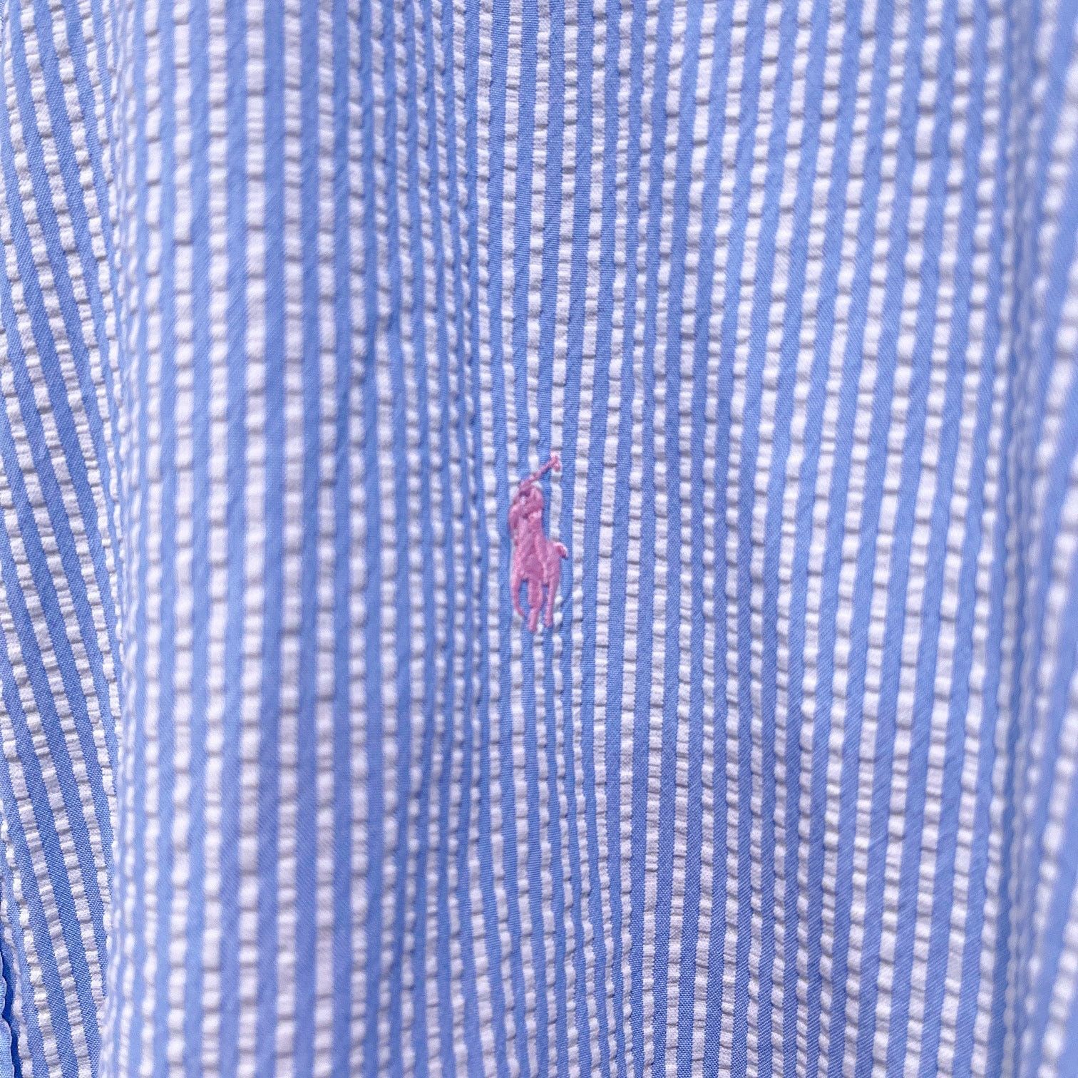 Ralph Lauren RALPH LAUREN Short Sleeve Seersucker Shirt Blue Mens 3XB Size US XXL / EU 58 / 5 - 3 Thumbnail