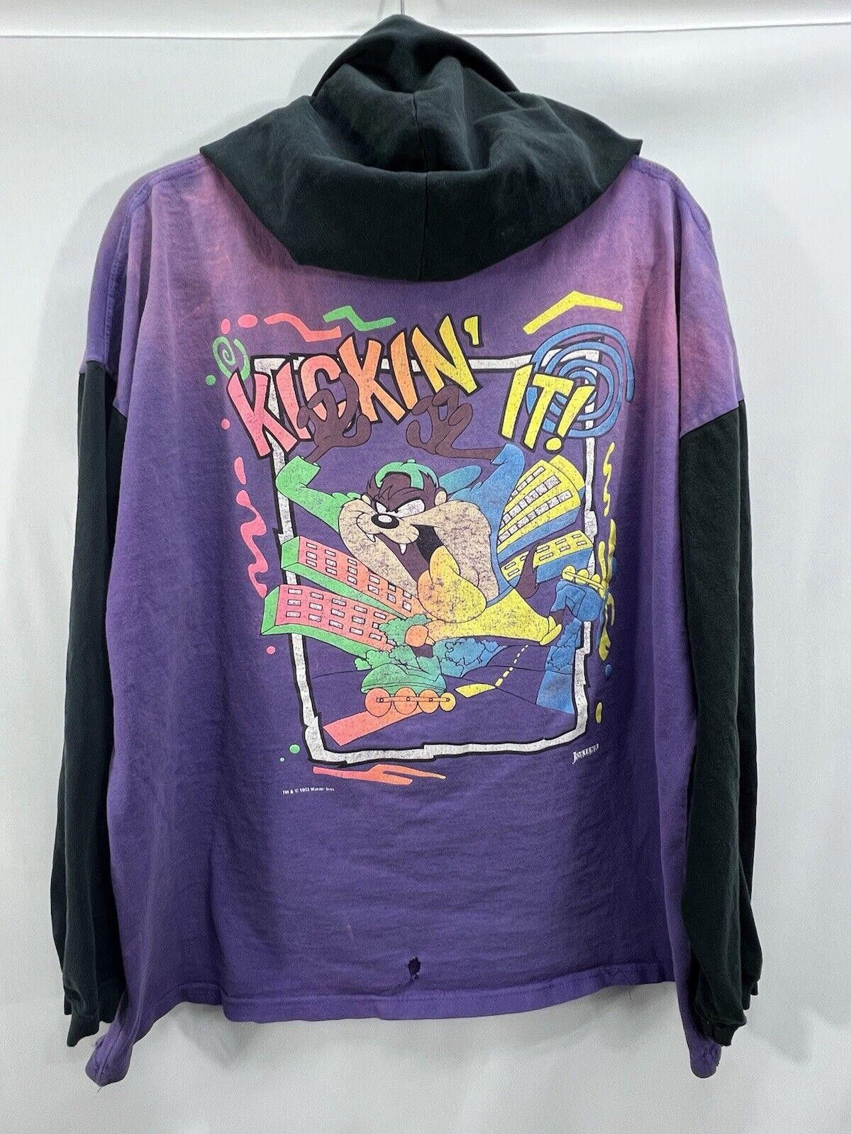 Designer Vntg Taz Hooded T-Shirt XL Weekend Mischief (Size:XL),#TG Size US XL / EU 56 / 4 - 4 Thumbnail