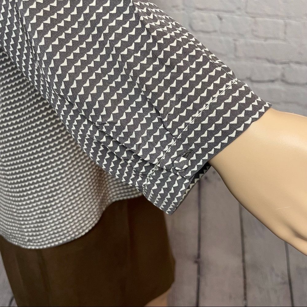 Joie Joie Charcoal & White Long Sleeve Silk Blouse Size M Size M / US 6-8 / IT 42-44 - 8 Thumbnail